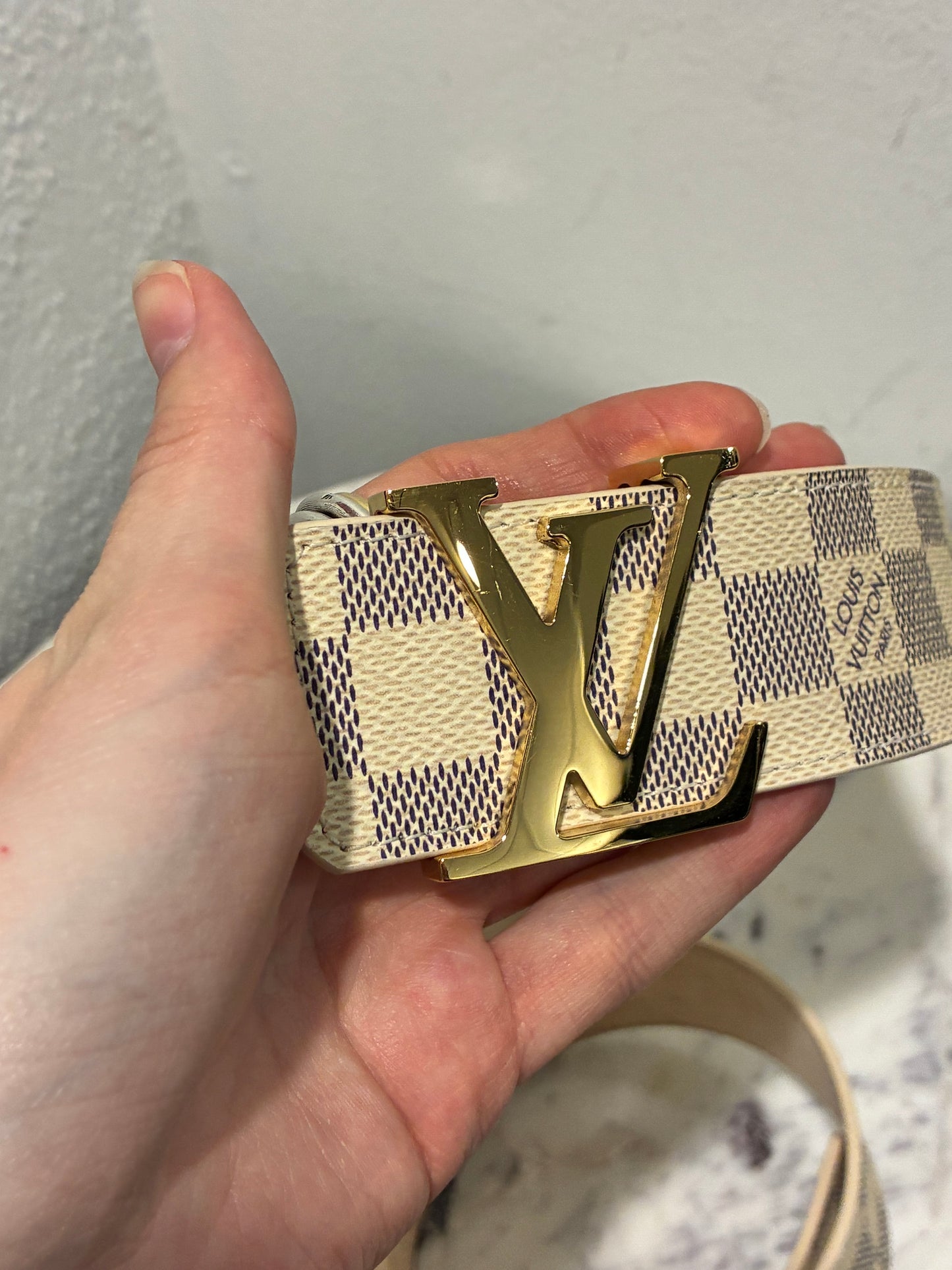 Louis Vuitton Belt - Damien Print with Gold Logo - Size 80