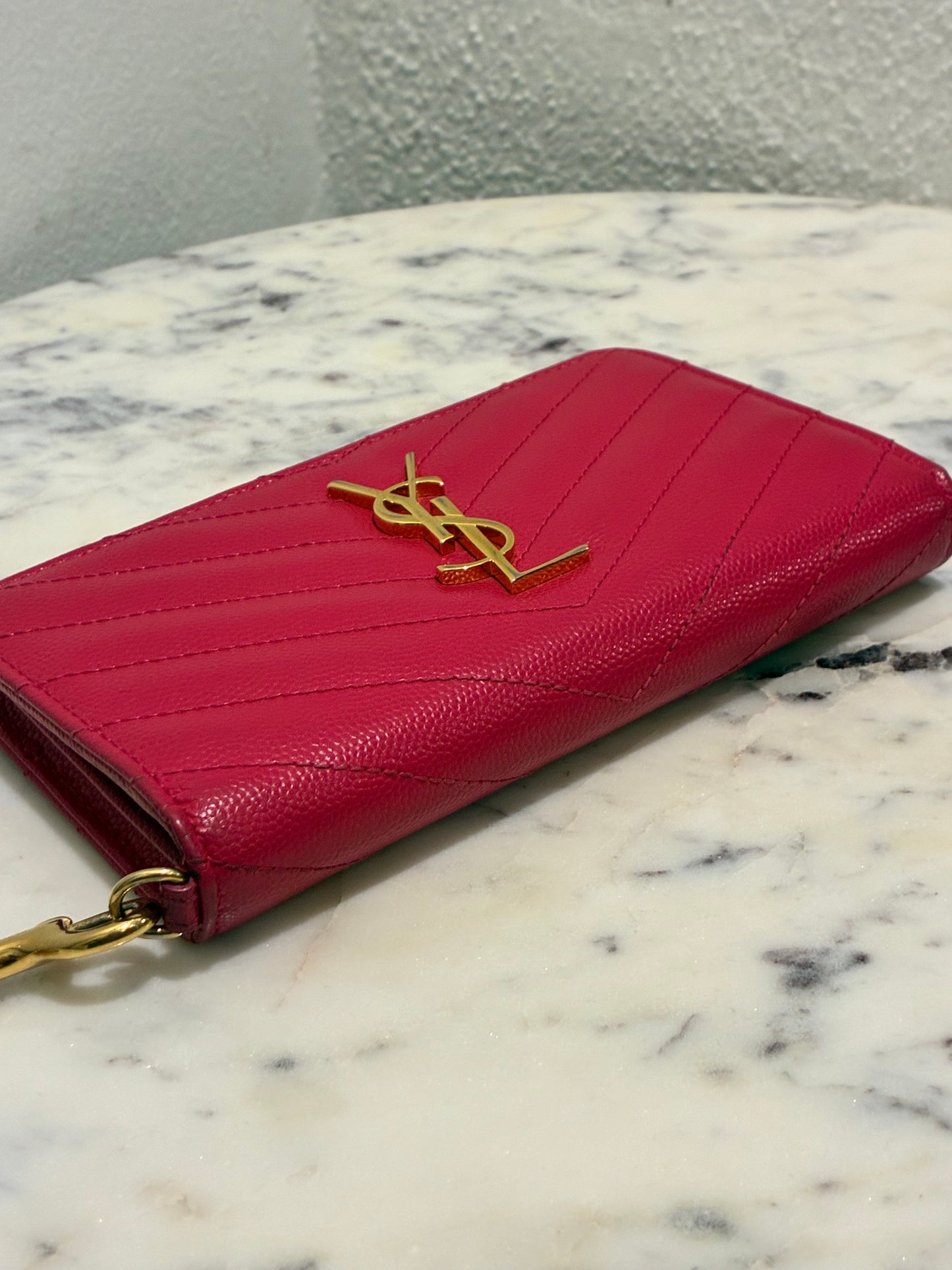 Saint Laurent - Cassandre Matelessé Flap Pouch - Pink Leather & Gold Hardware