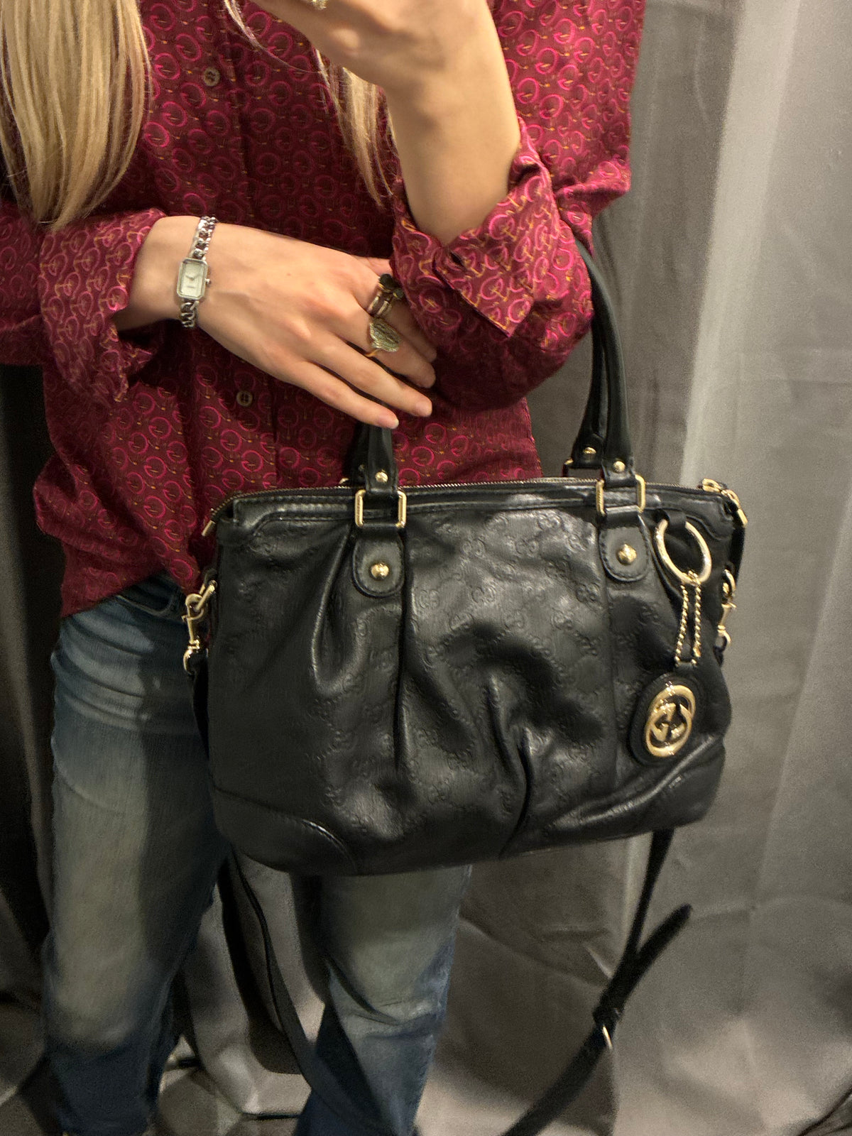 Gucci Guccissima Bag – Black Leather & Gold Hardware