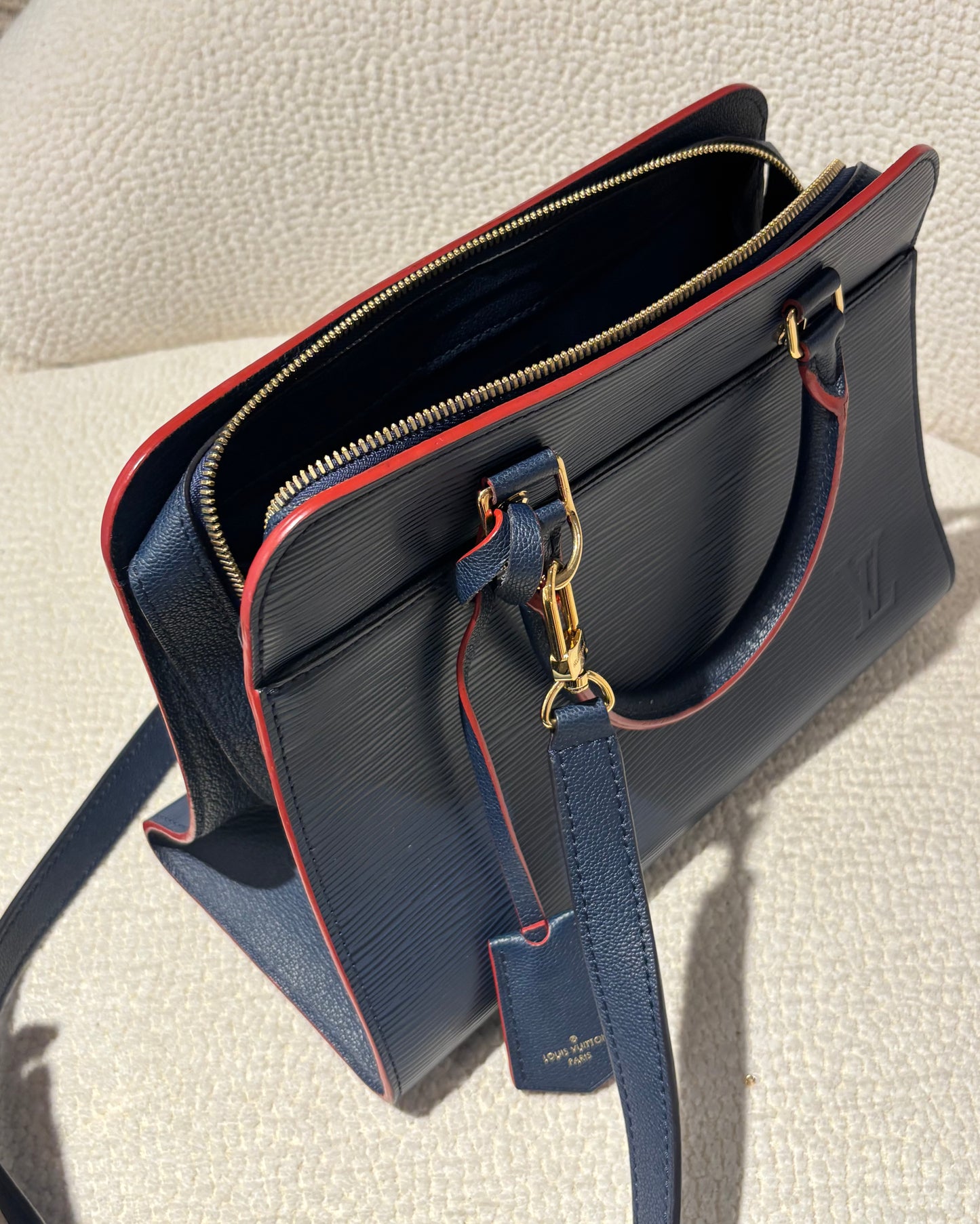Louis Vuitton Satchel – Blue Epi Leather with Red Trim