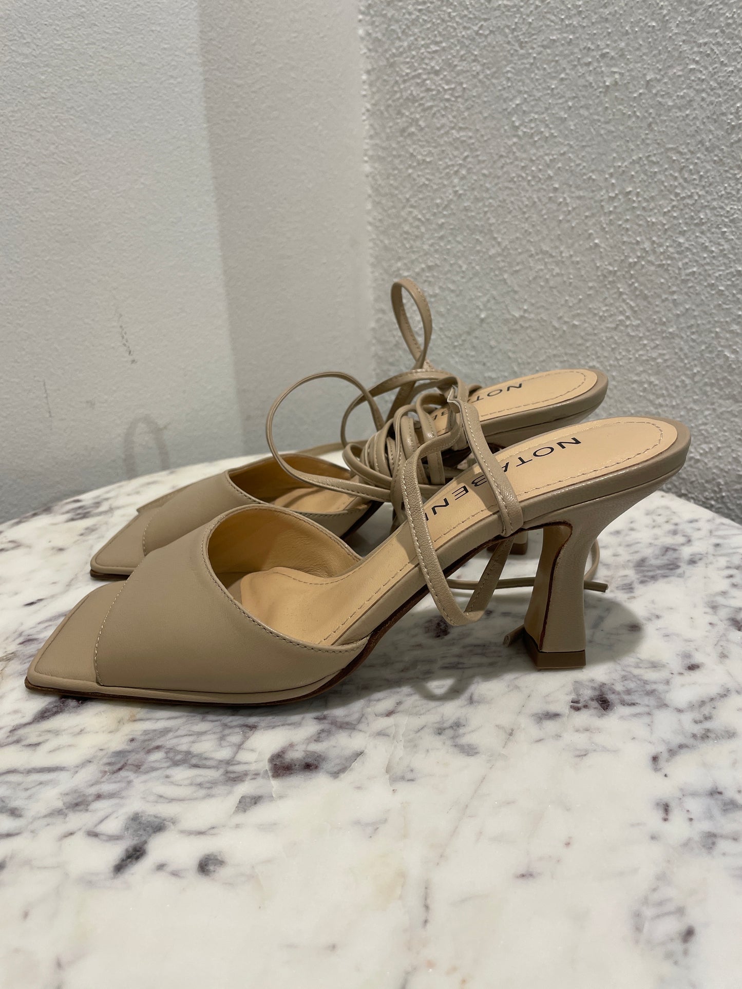 Notabene Lace-Up Leather Sandals – Size 38 - Beige