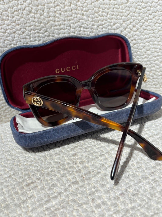 Gucci Sunglasses - Brown with Gold Logo Logo