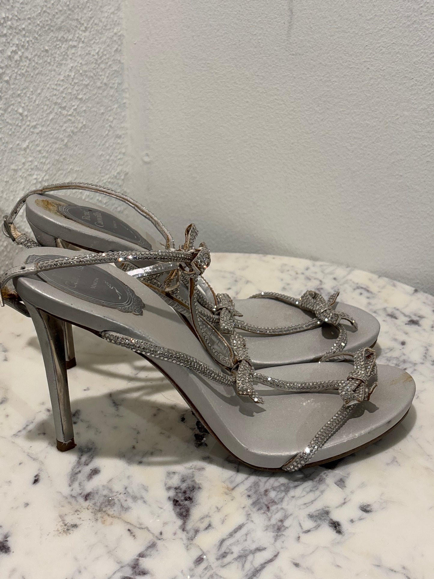 René Caovilla - Heeled Sandals - Silver - 39 - Medinas Wardrobe