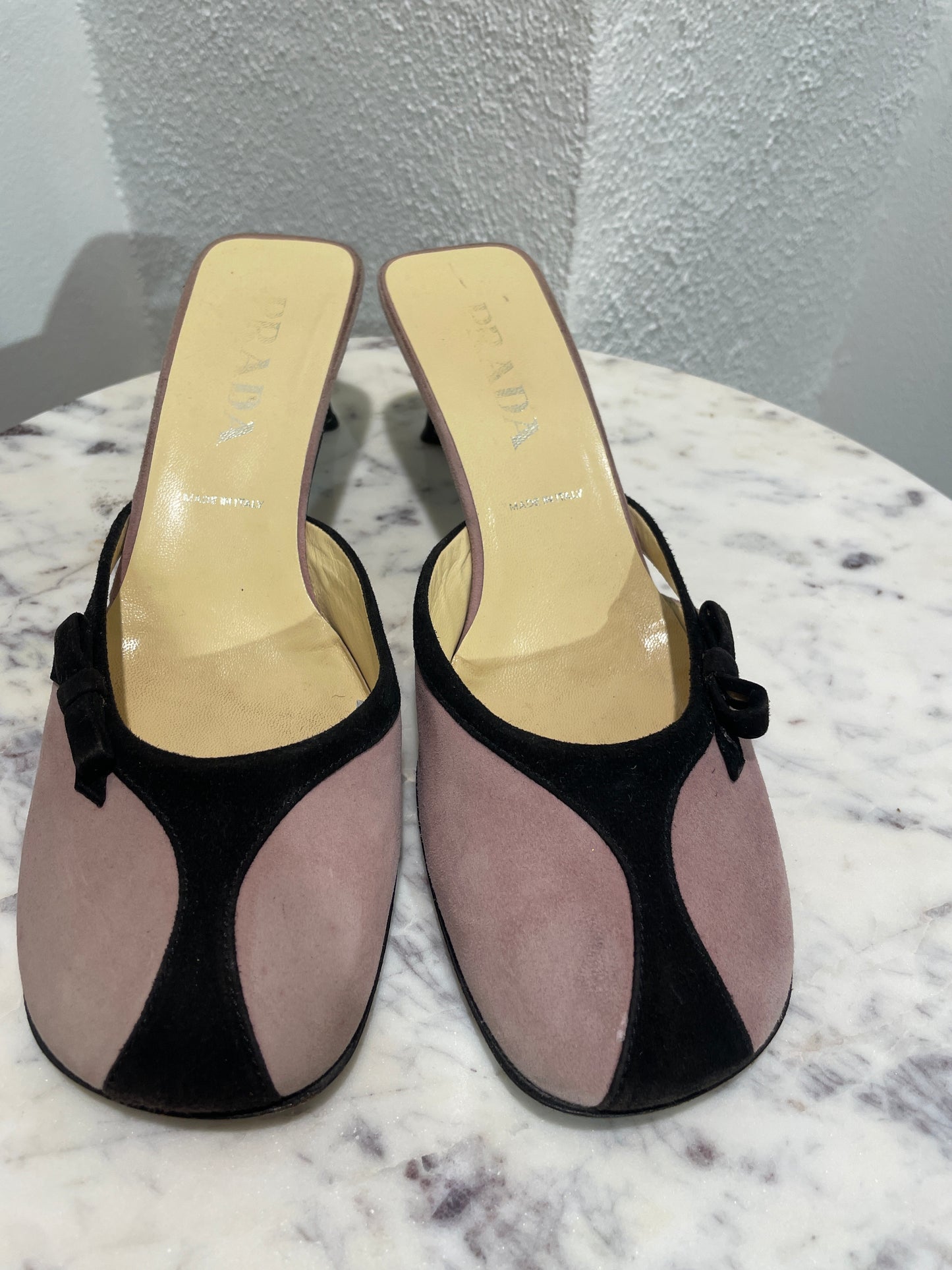 Prada Mule Heels – Old rose & black suede - EU 38,5