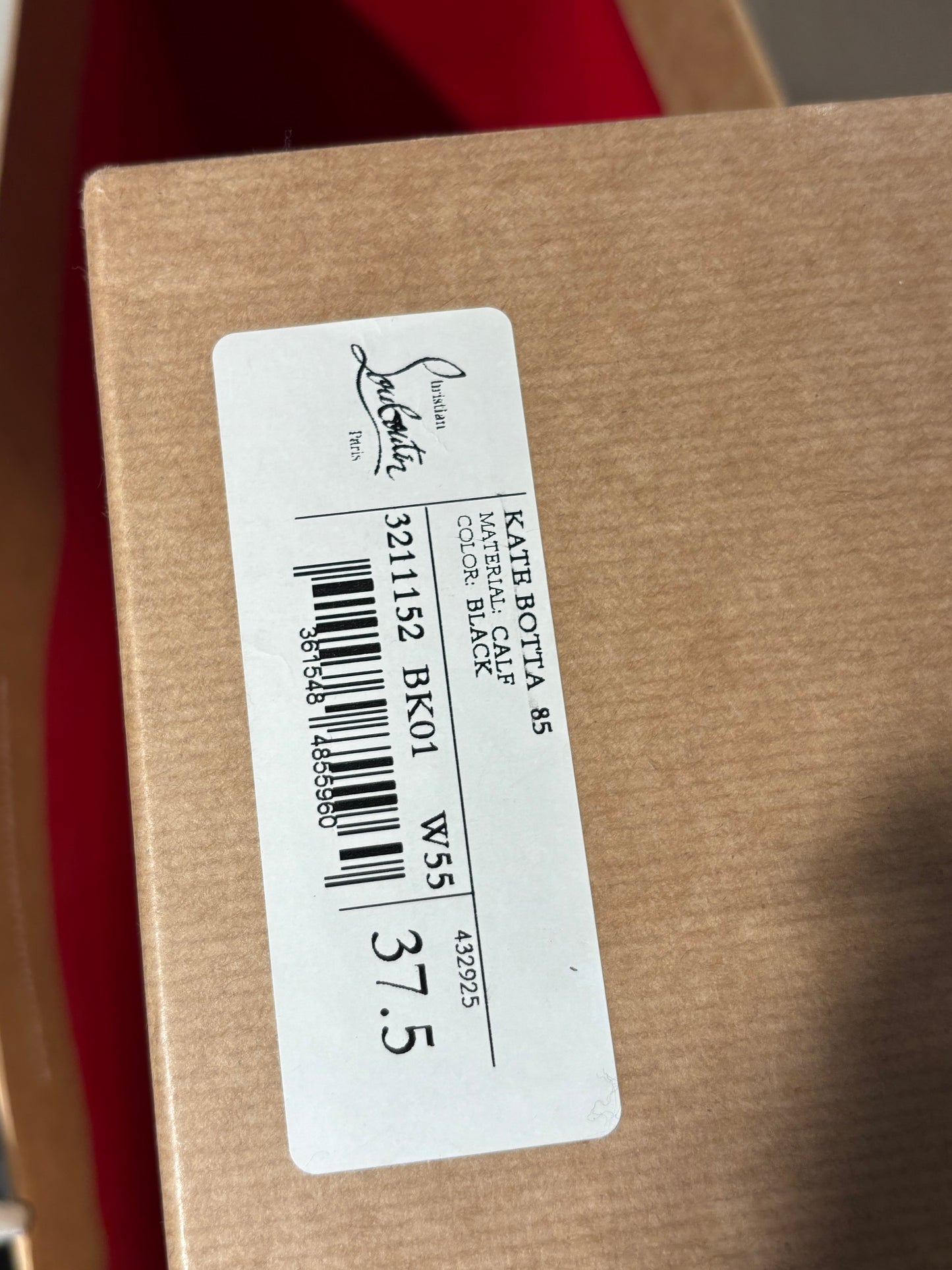 Christian Louboutin Knee-High Boots – Kate - Black Leather with Red Soles - EU 37.5/38