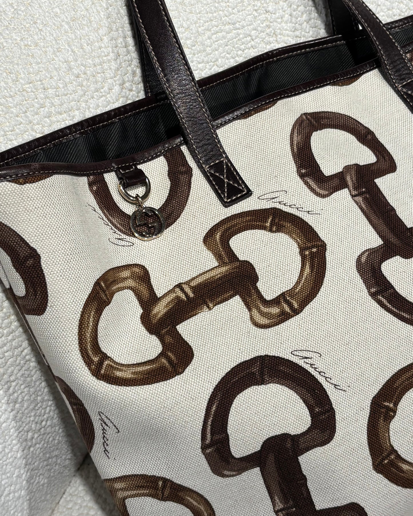 Gucci Tote - Canvas & Leather with Horsebit Details & Logo