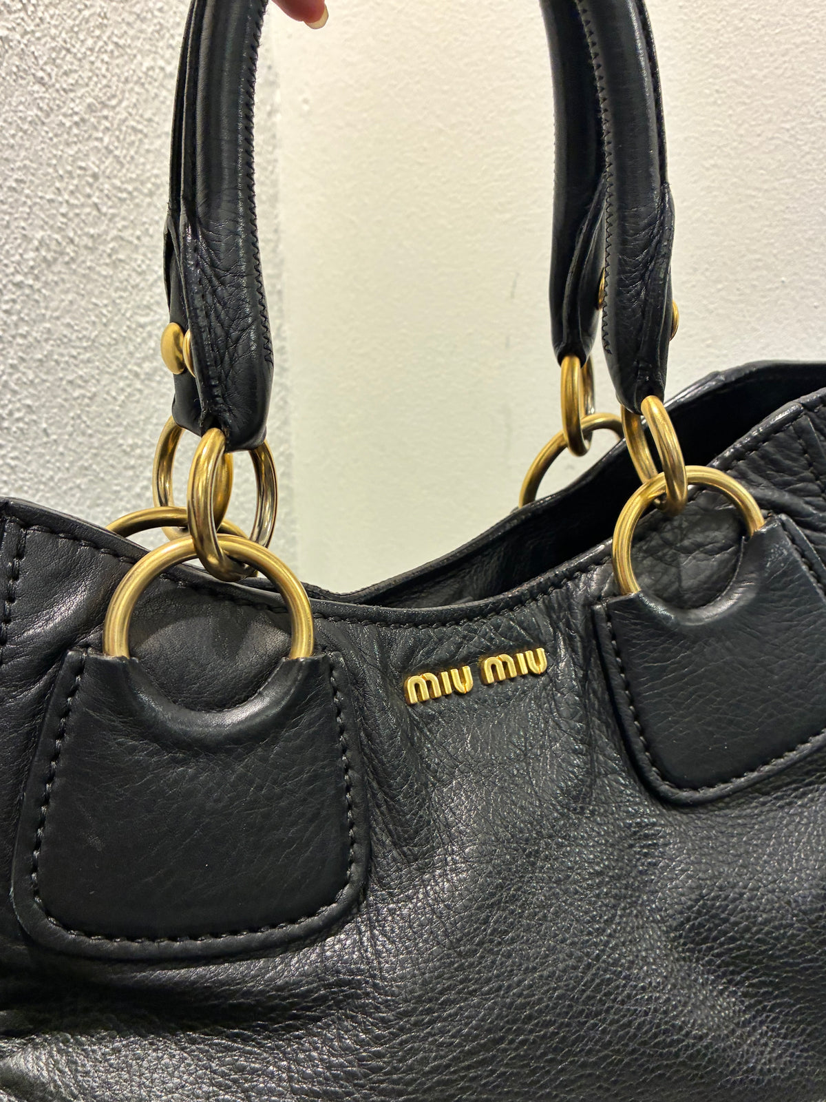 Miu Miu Tote - Black Leather & Gold Hardware