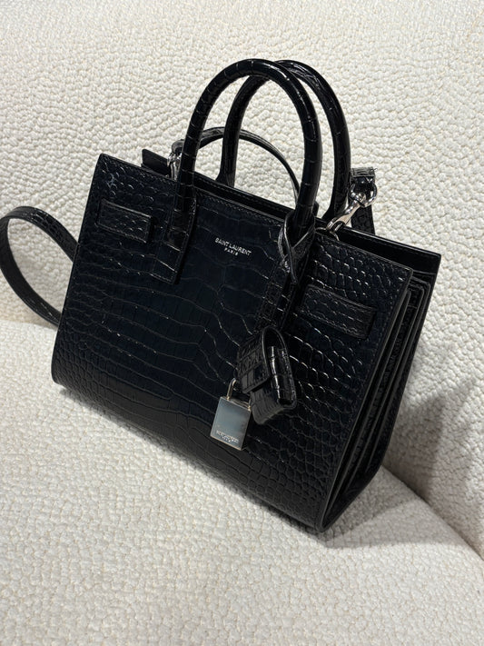 Saint Laurent Bag – Alligator-Embossed Leather - Black