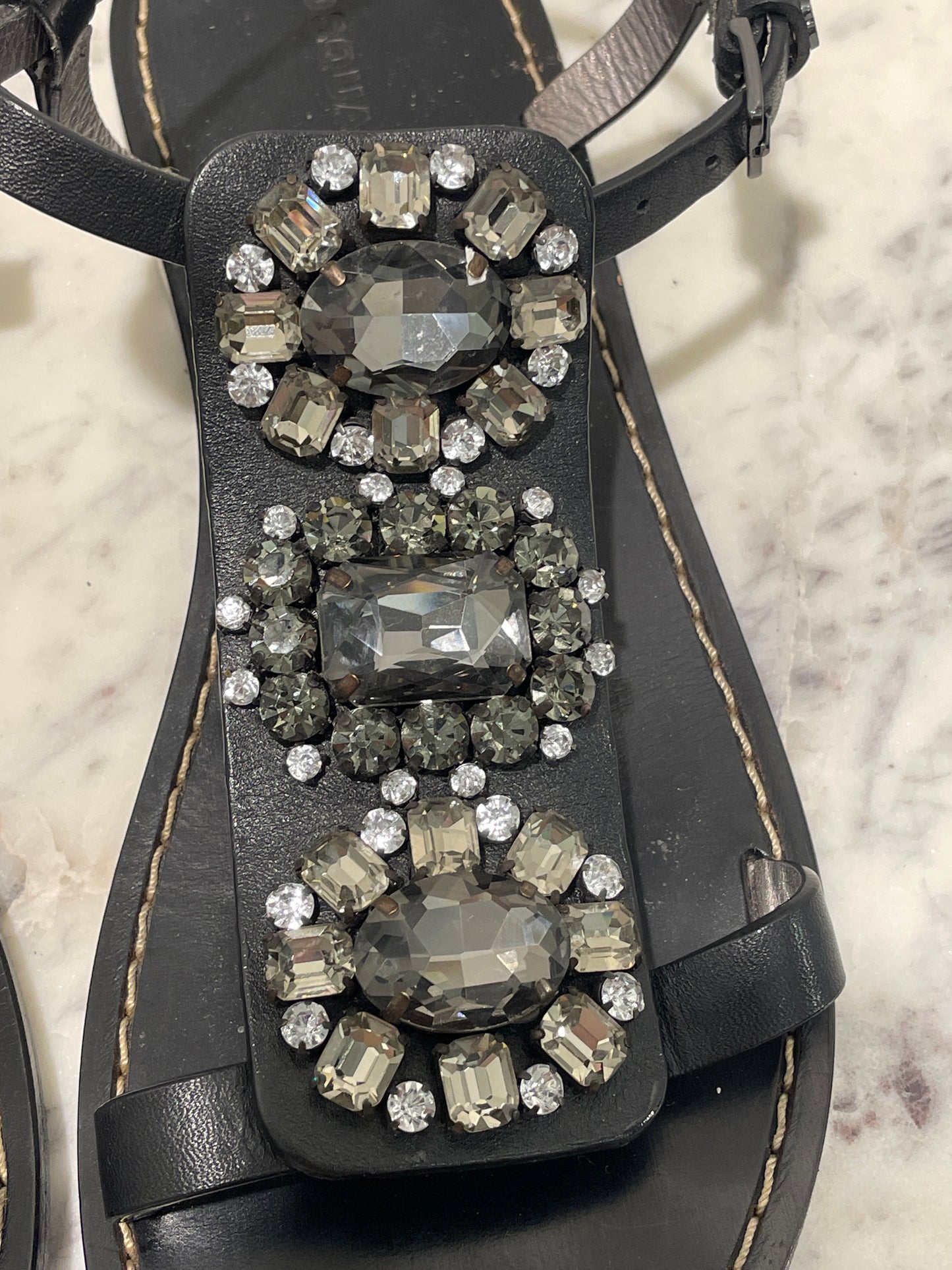 Dsquared2 - Crystal Embellished Sandals – Size 38 / Black