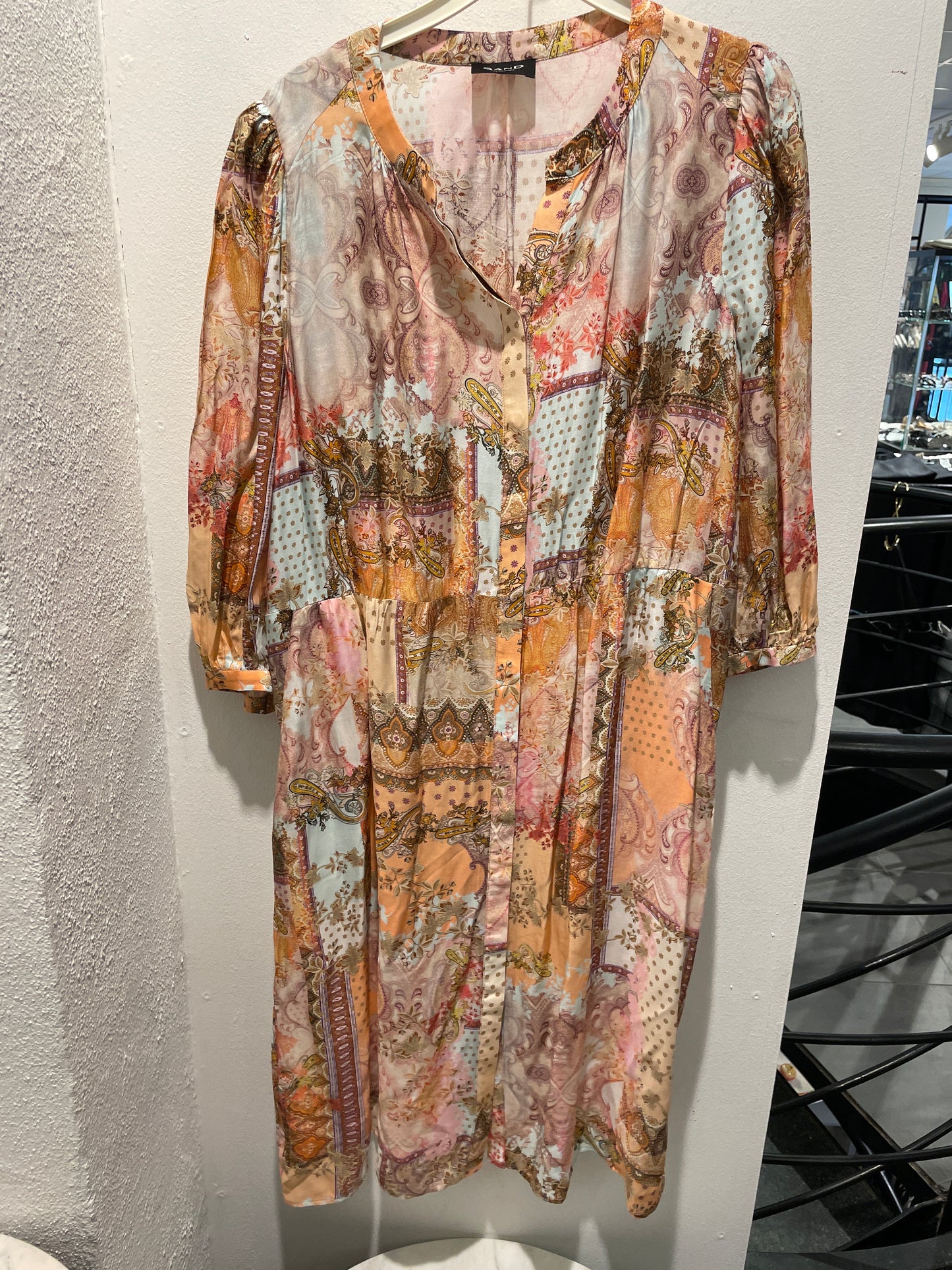 SAND Copenhagen Boho Patchwork Print Button-Down Dress – Pastel Multi-Color –  EU42