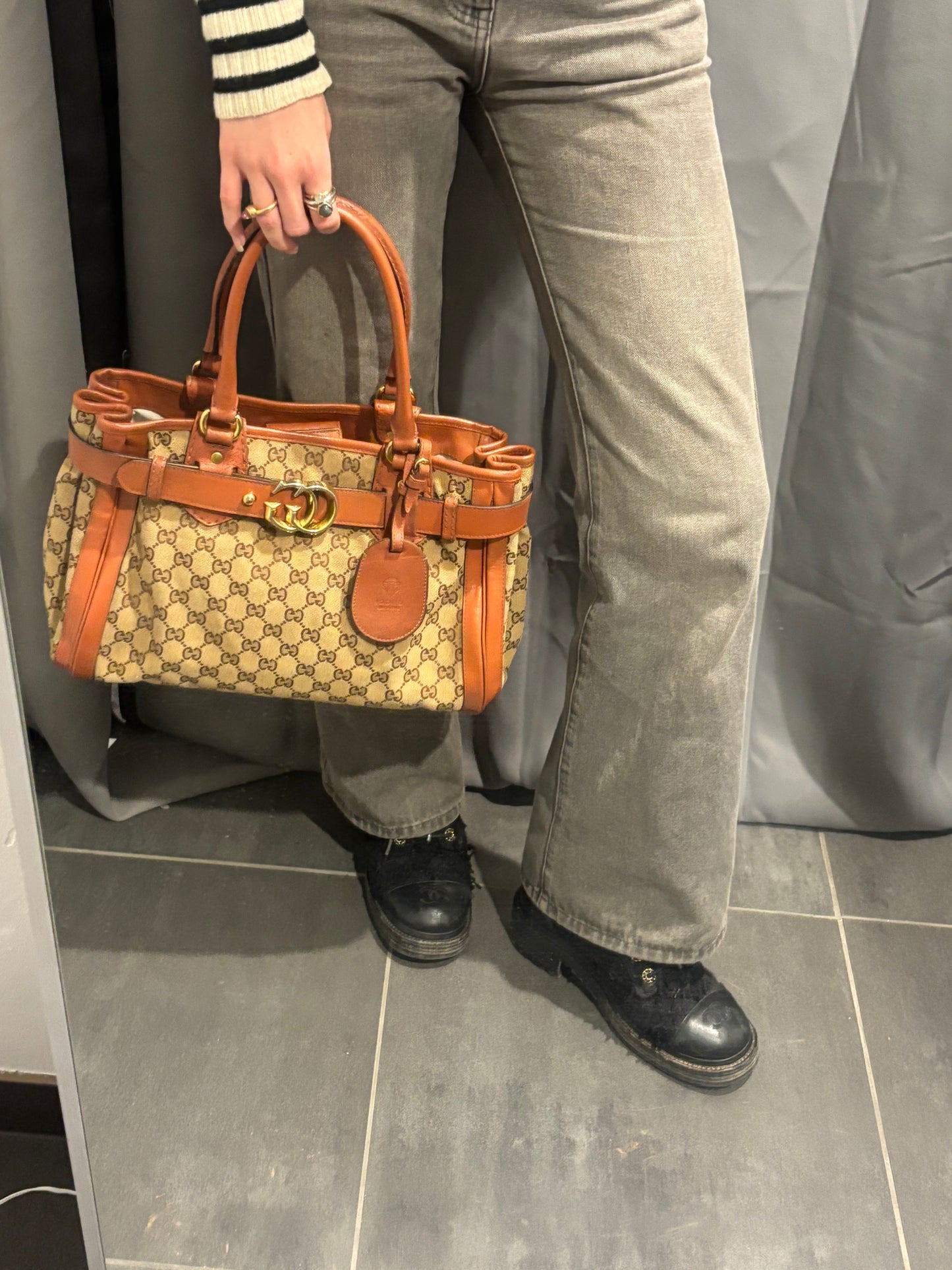 Gucci - Leather tote & Canvas - Orange/Cognac