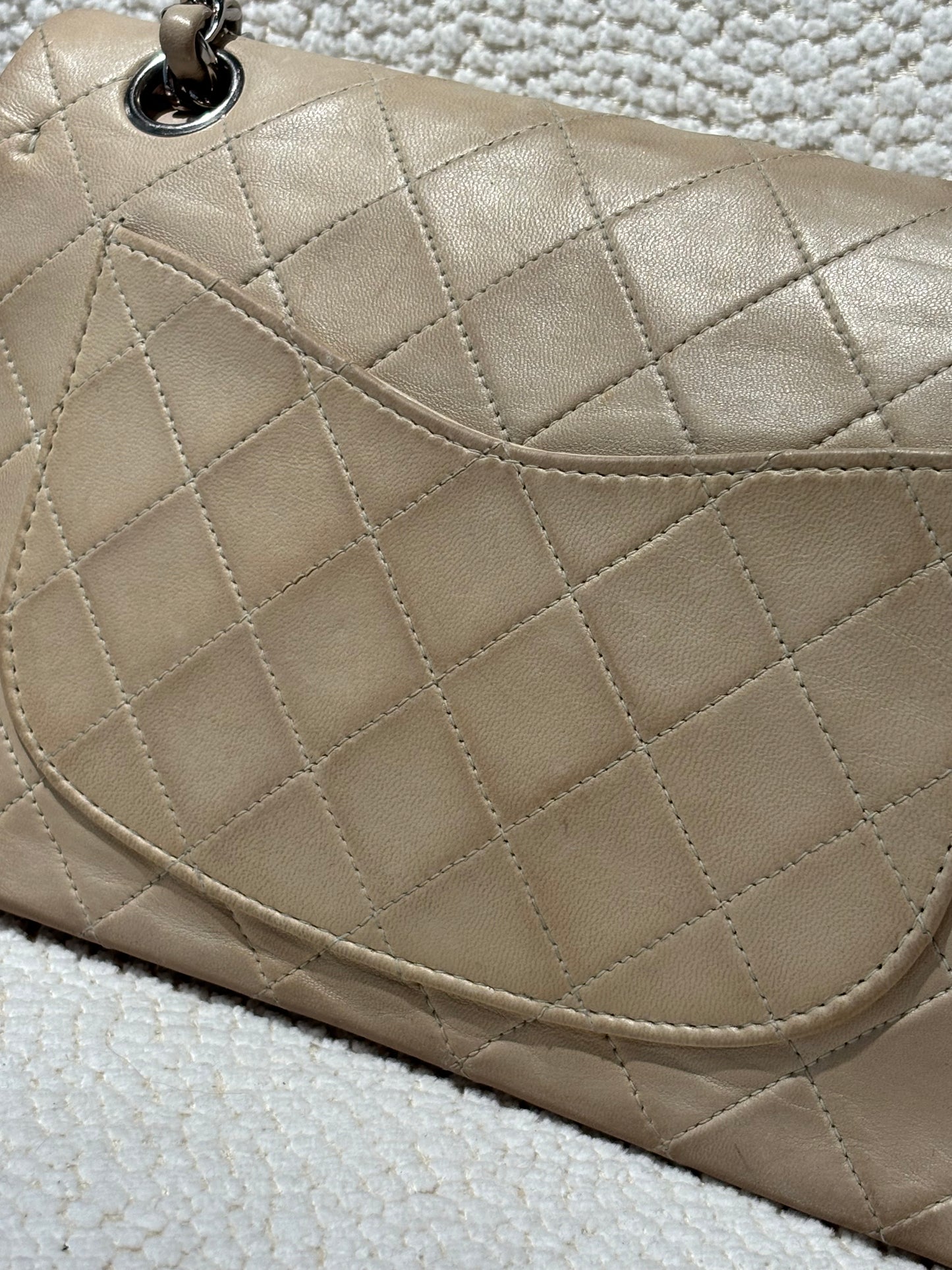 Chanel Classic Flap Bag - Small – Beige Lambskin & Silver Hardware