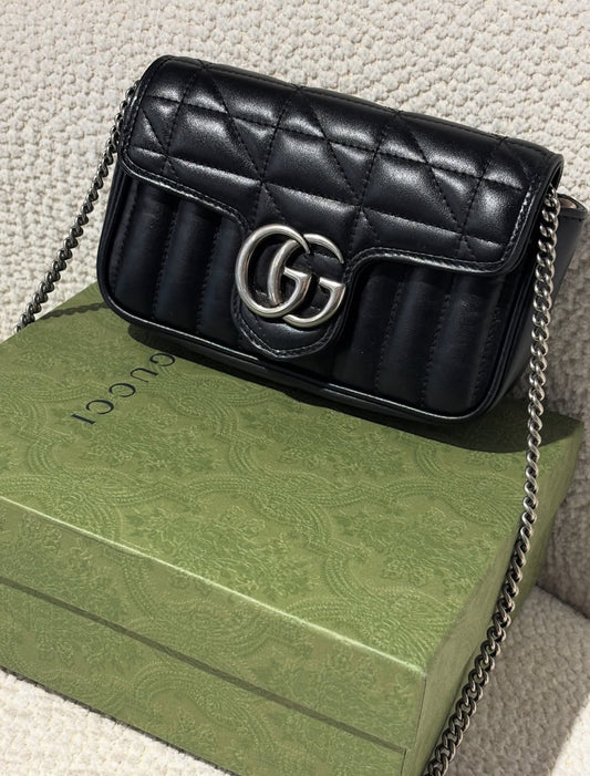 Gucci Mini Marmont Bag - Black Leather & Silver Hardware