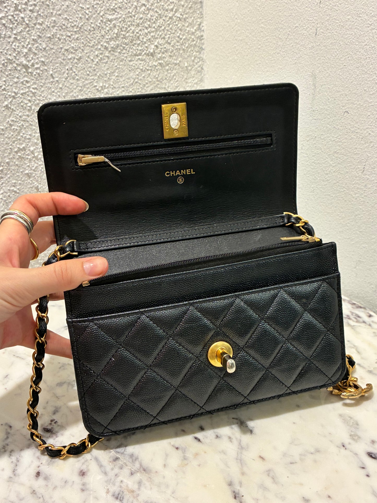 Chanel Wallet on Chain - Black Caviar & Gold Hardware - 23B 2023 - FULL SET!