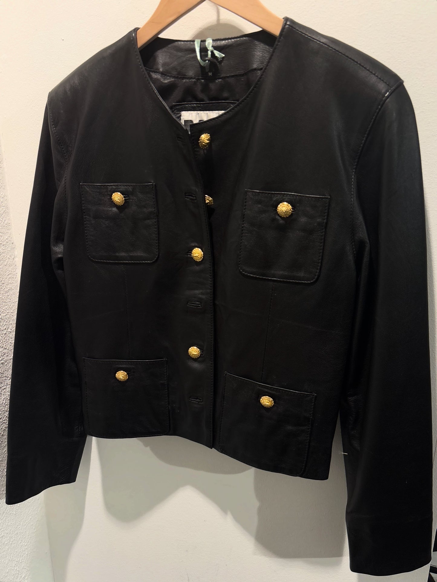 Genuine Leather Jacket - New & with Gold Buttons - M