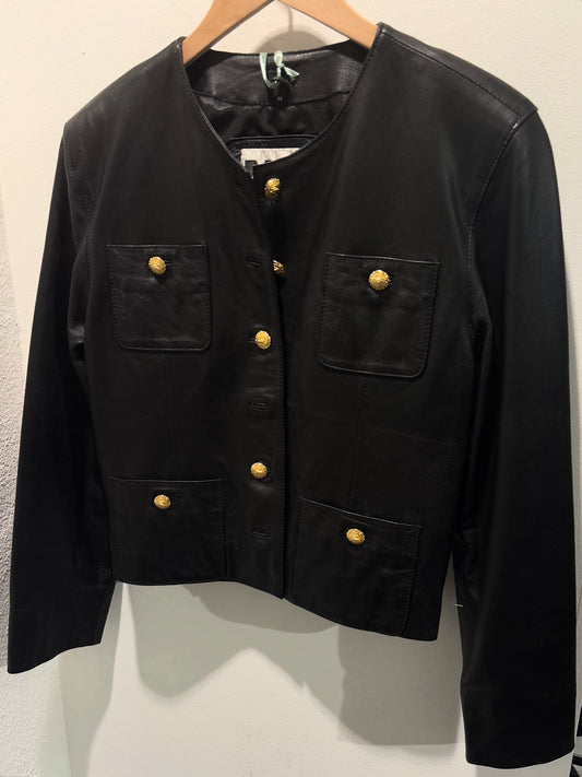 Genuine Leather Jacket - New & with Gold Buttons - M