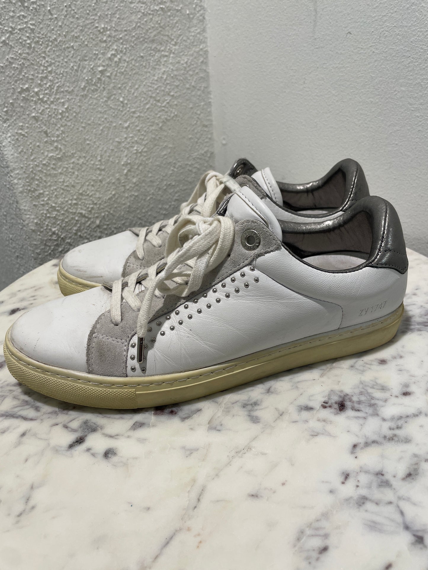 Zadig & Voltaire White Leather ZV1747 Sneakers - 38