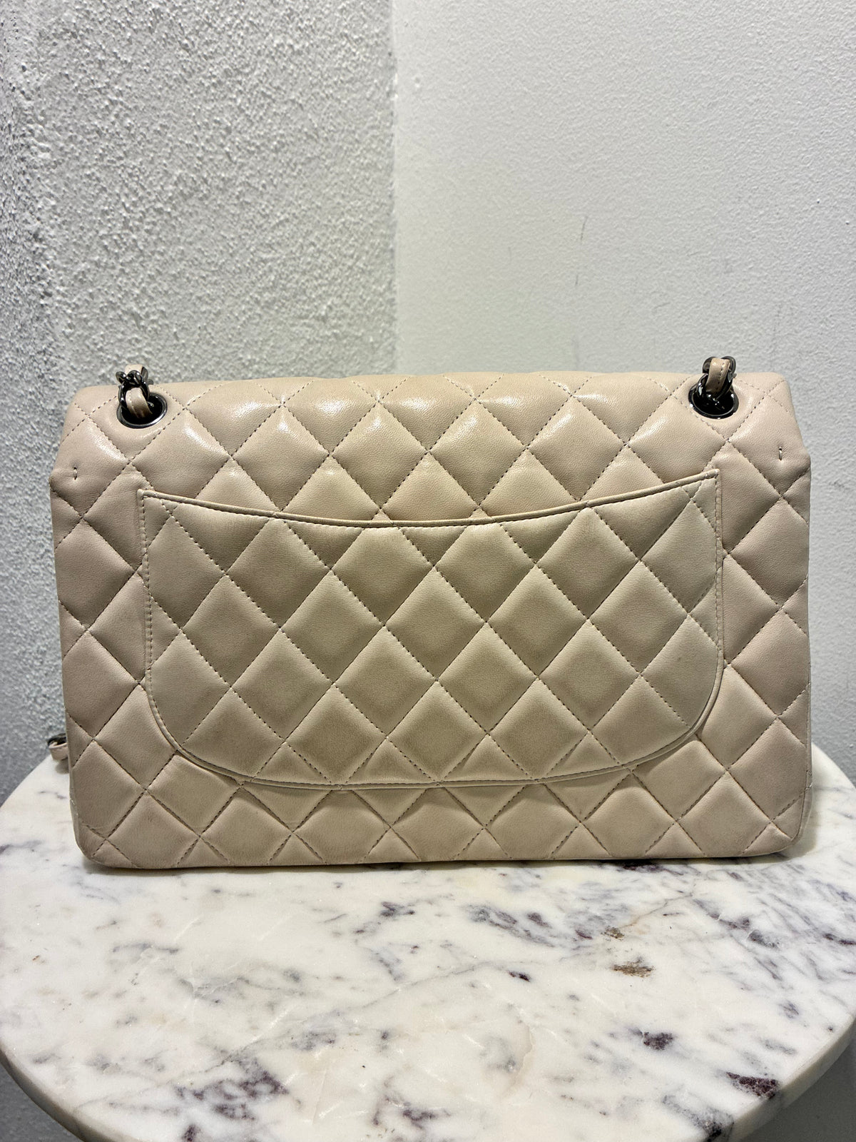 Chanel Classic Double Flap – Jumbo - Beige Lambskin & Dark Silver Hardware