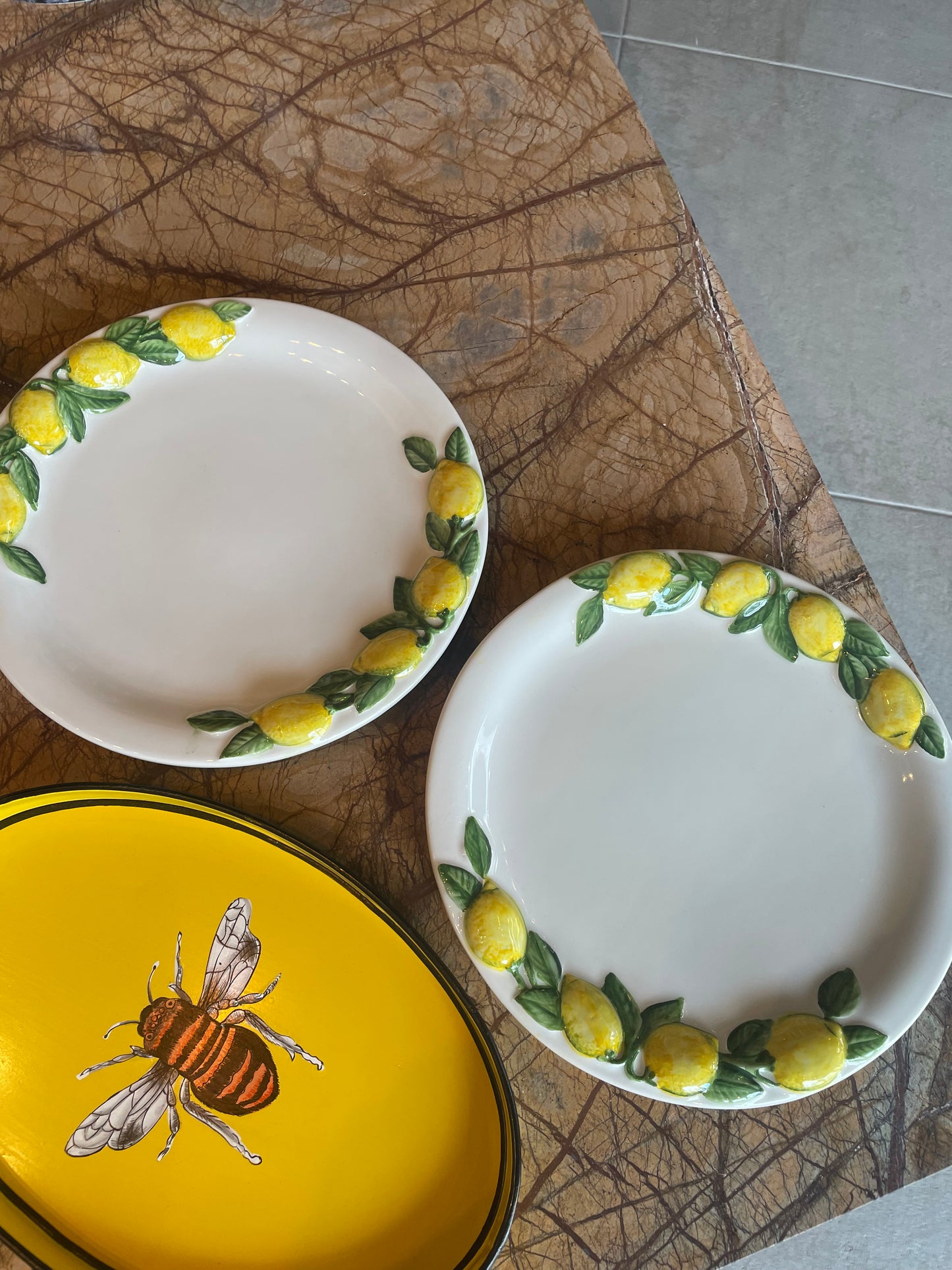 Lille fad / tallerken m. citronranker - Italiensk porcelæn