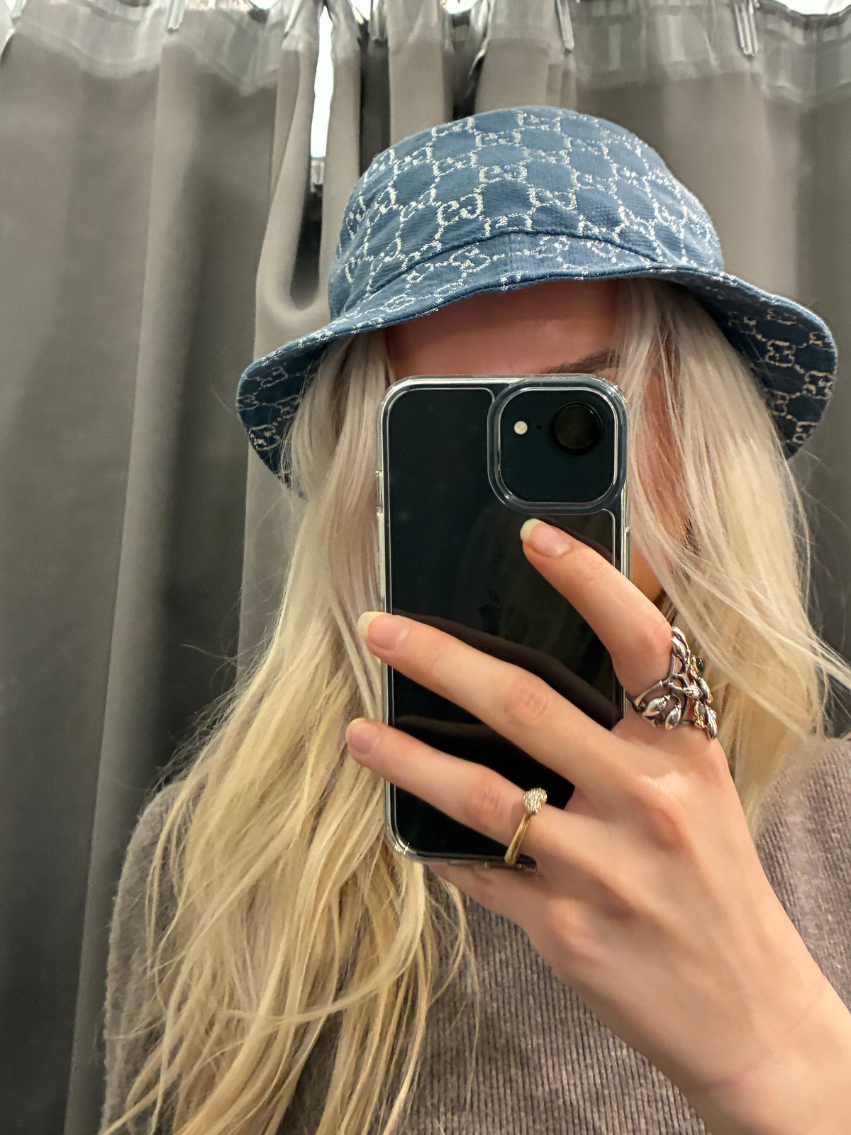Gucci Bucket Hat - Blue w. Silver - M