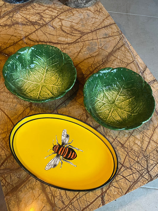 Medium skål af kålblade - Italiensk porcelæn
