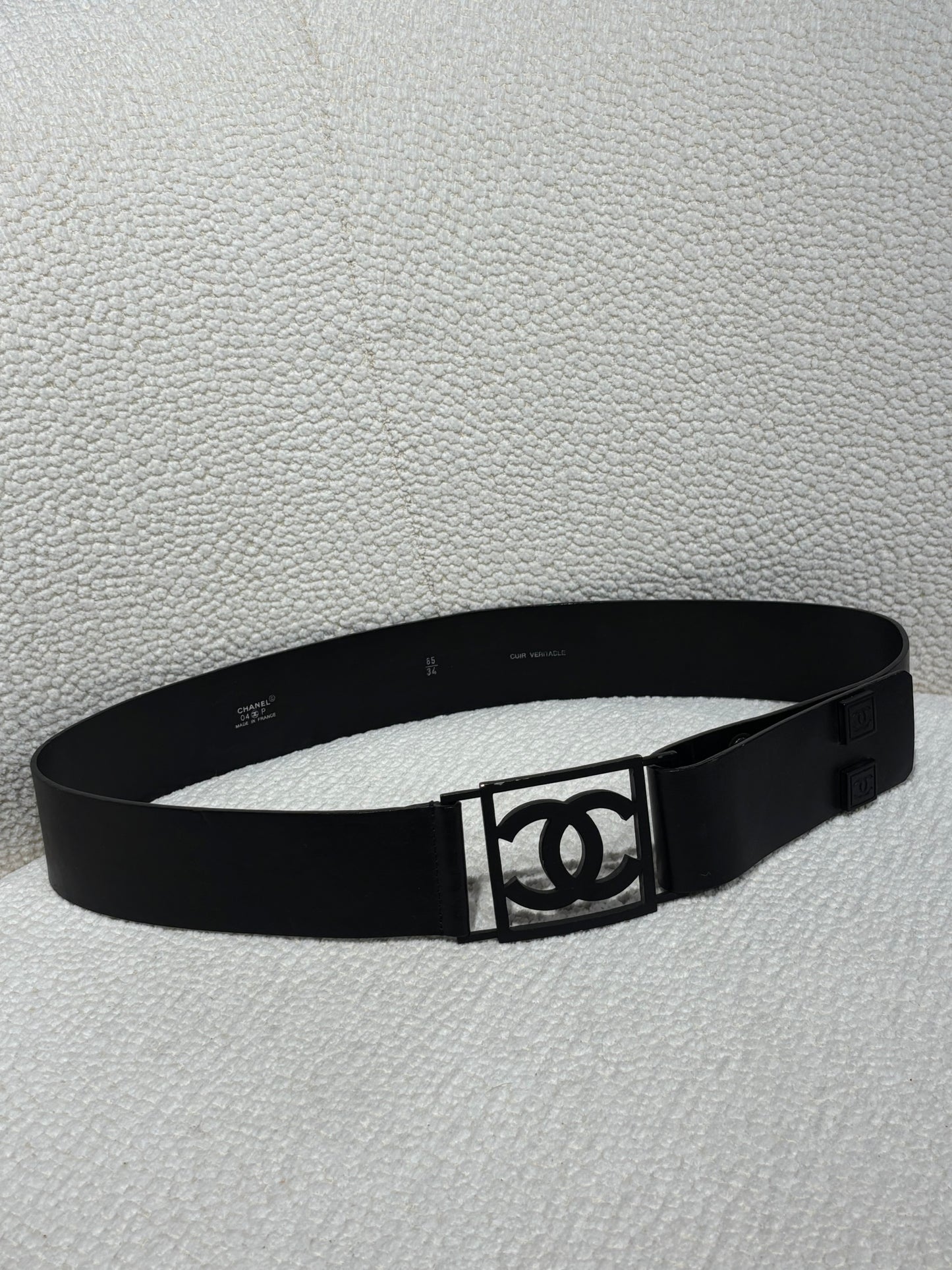 Chanel Belt – Wide Leather & Black Coated Sport Logo Metal Buckle