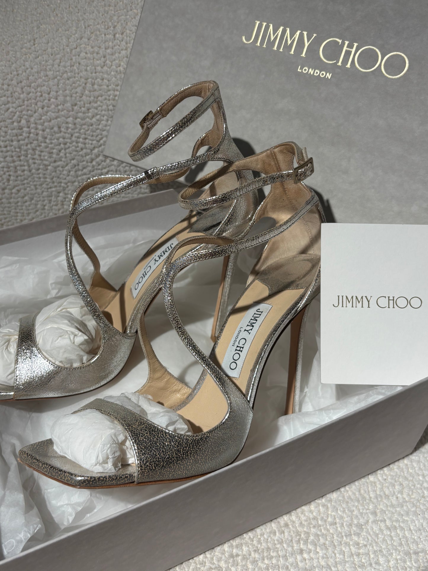 Jimmy Choo Heels – Silver Leather - EU 39