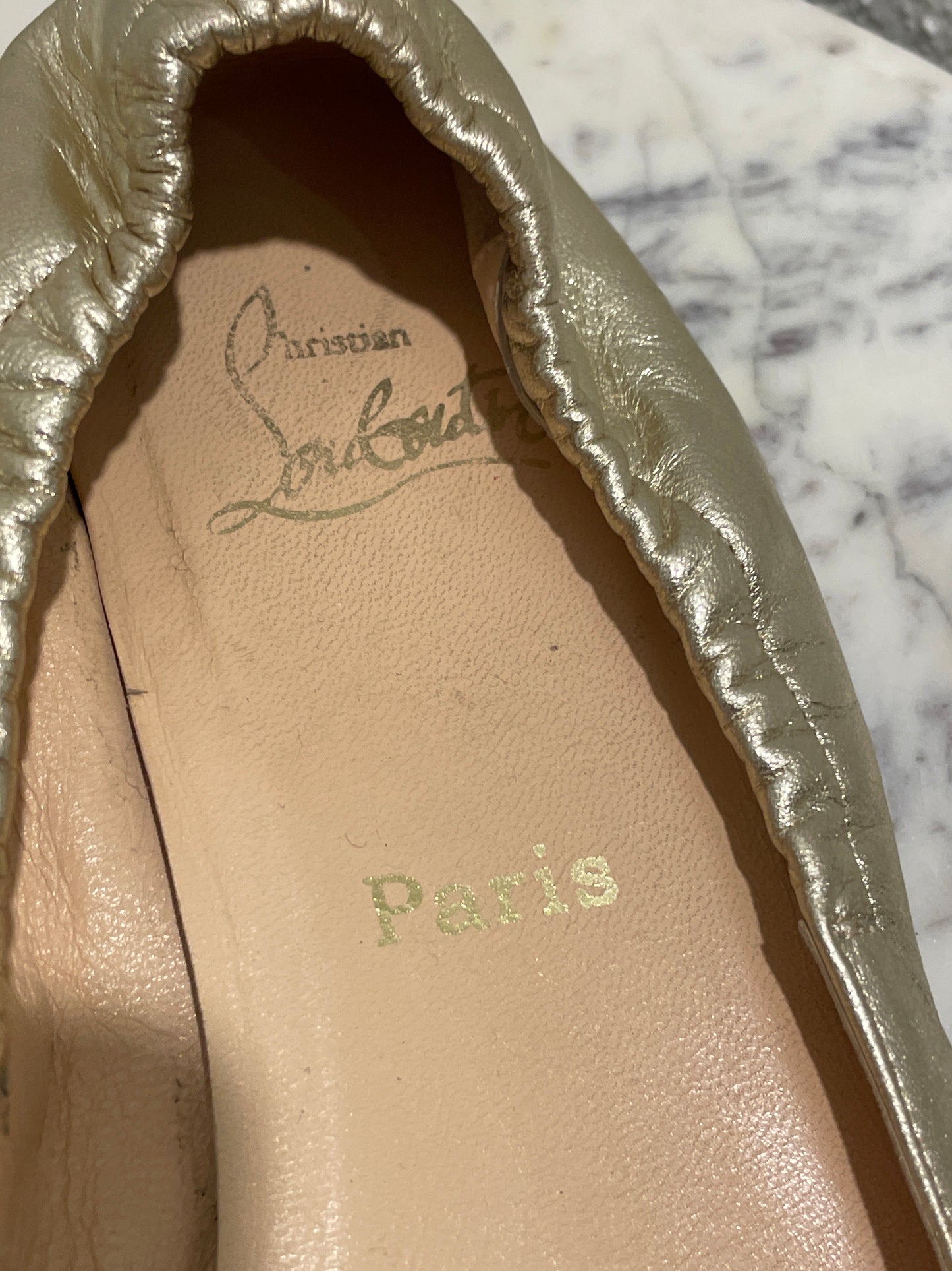 Christian Louboutin Ballerinas - Gold Leather - Open toe - 40