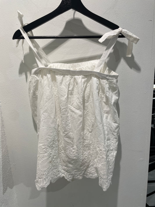 Cozy by Julie Z - Top w. White Broderie Laces - S - Medinas Wardrobe
