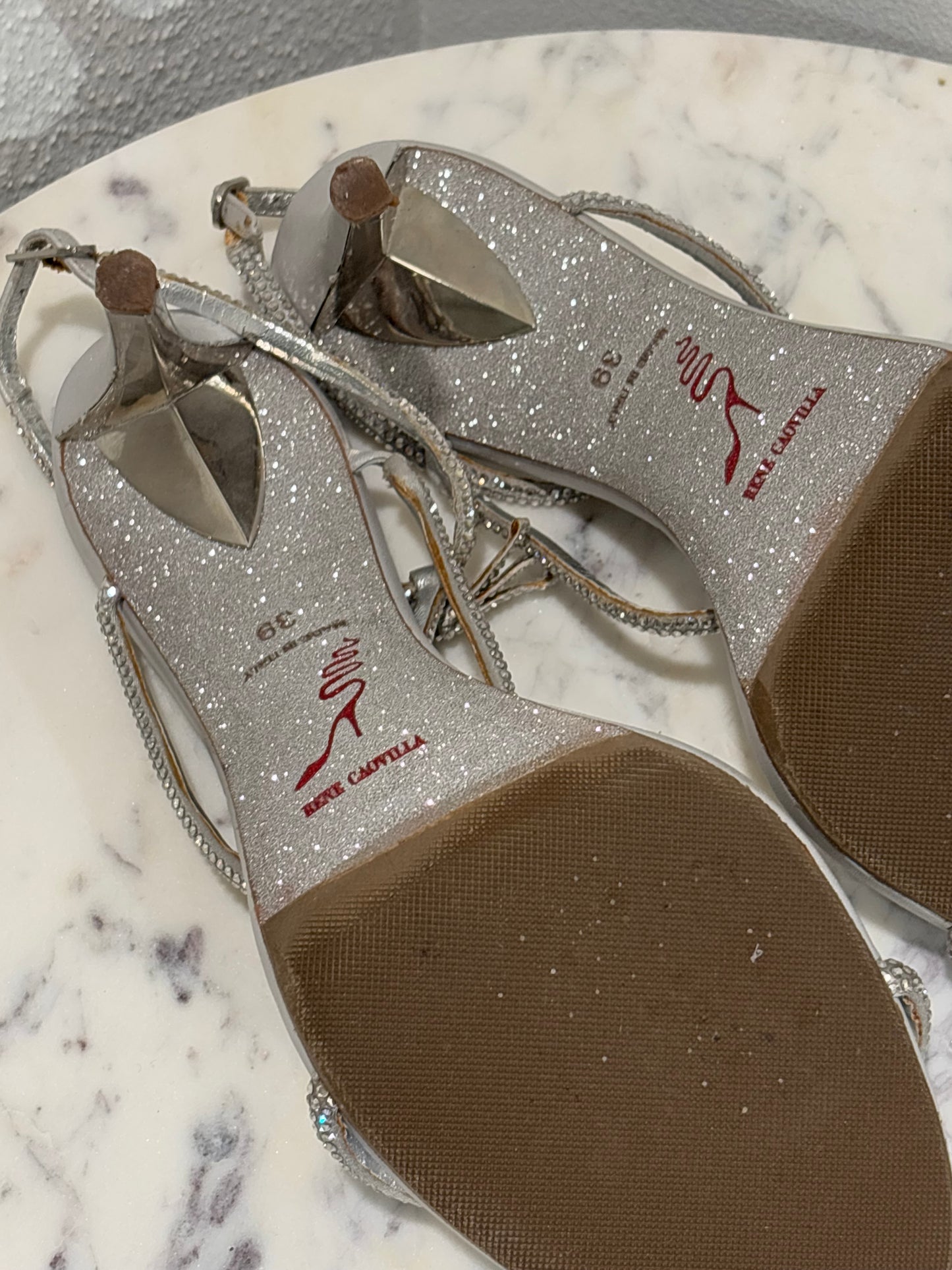 René Caovilla - Heeled Sandals - Silver - 39 - Medinas Wardrobe