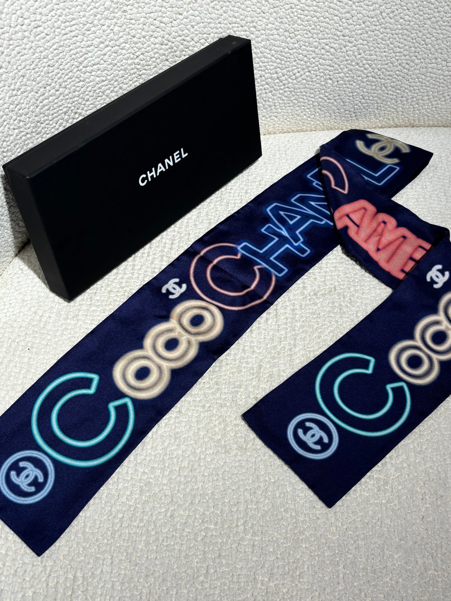 Chanel Twilly - Silk - Cambon Pattern - Blue & Multicoloured