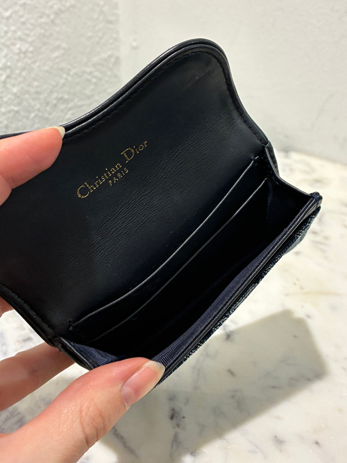 Dior Saddle Card Holder – Blue Denim