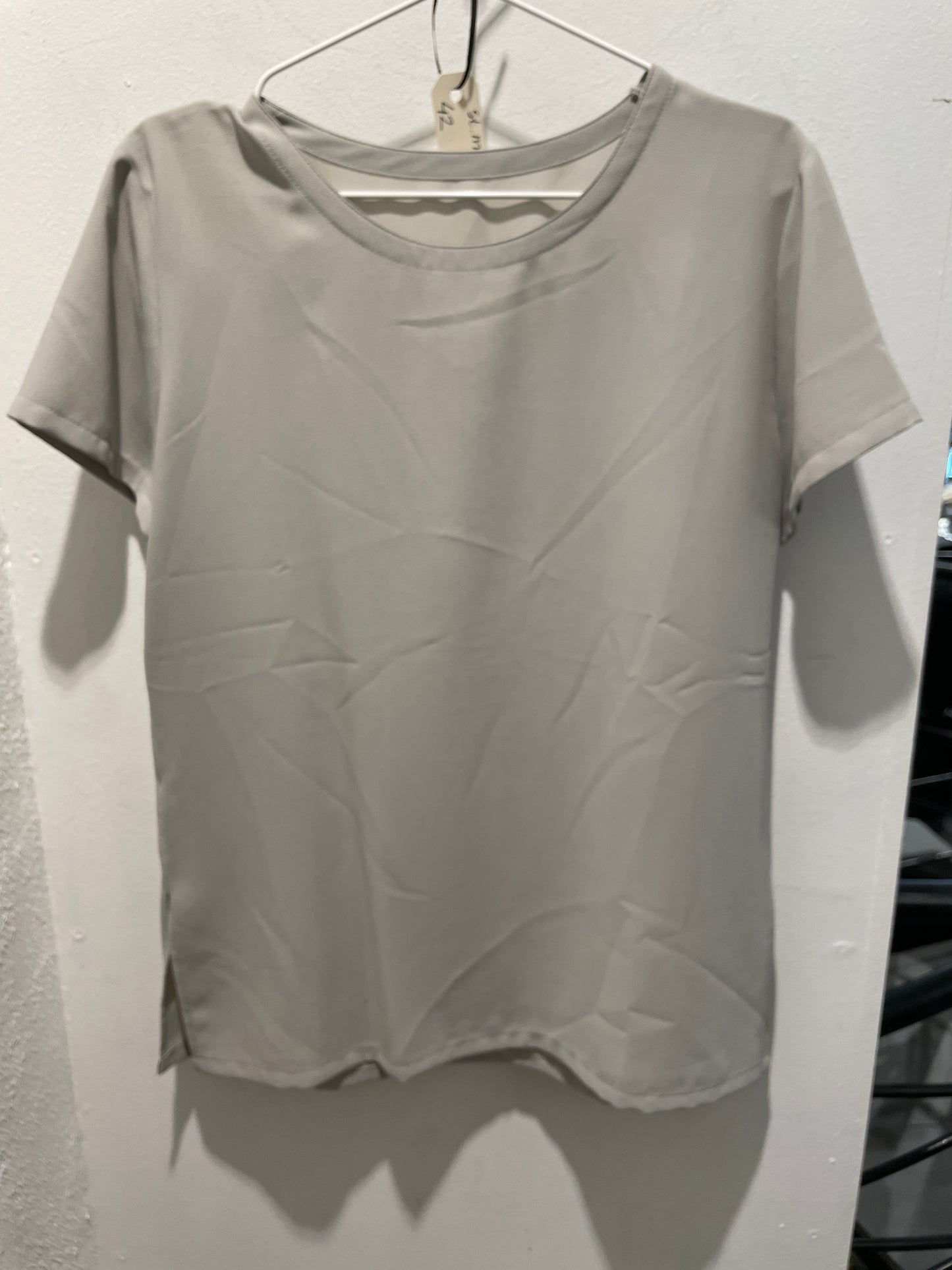 Vintage St. Michael Minimalist Short Sleeve Blouse – Sand / Light Khaki - EU42