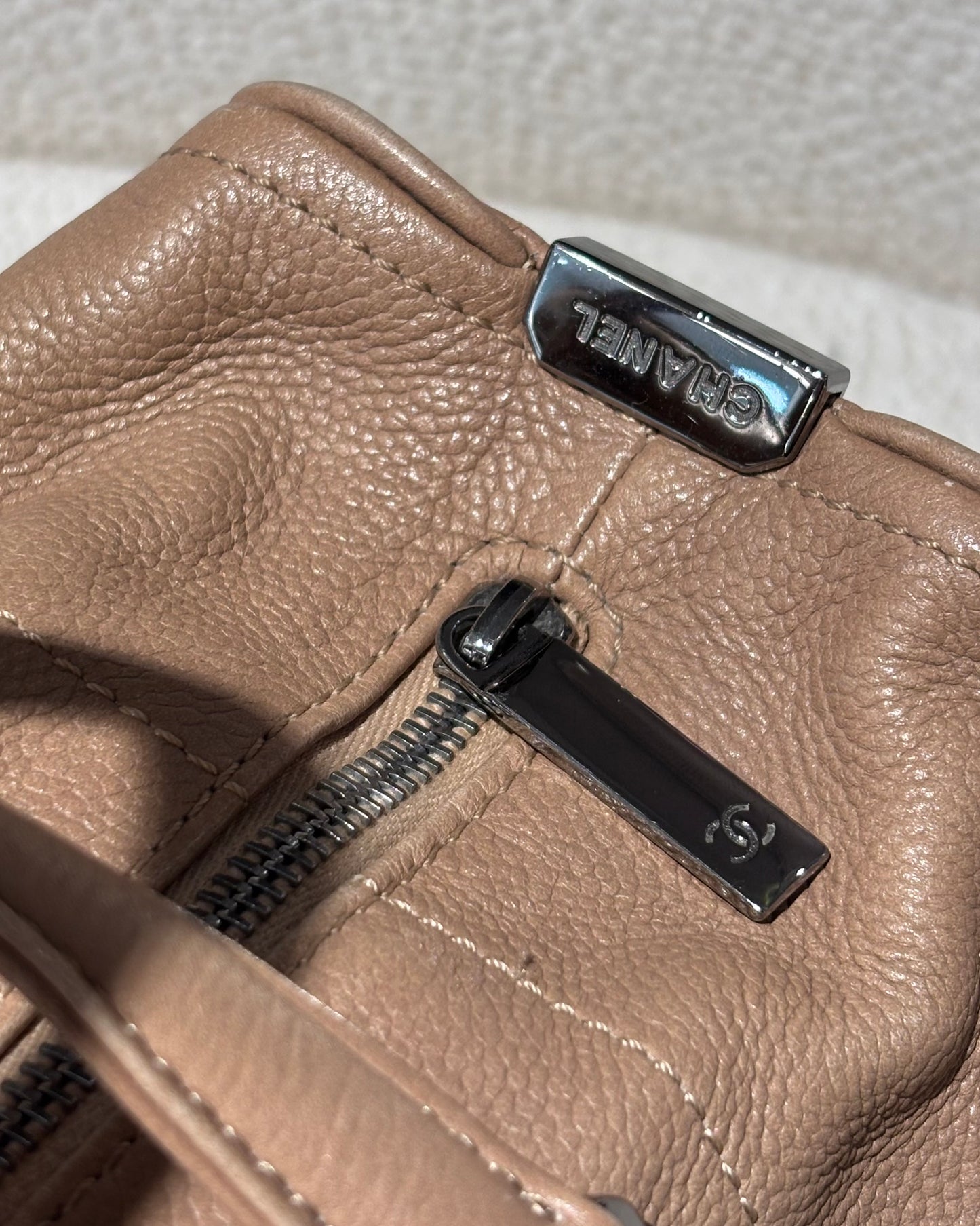 Chanel Bag - Chocobar – Beige/Dusty Rose Leather & Silver Hardware