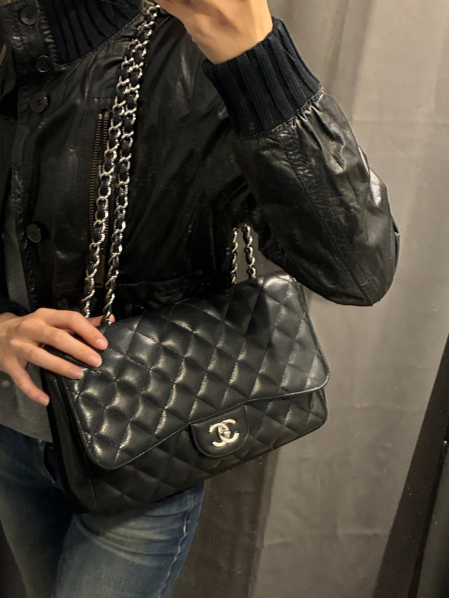 Chanel Jumbo Classic Single Flap – Black Caviar & Silver Hardware