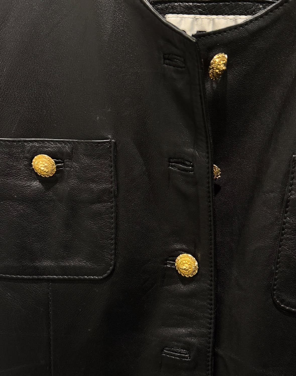 Genuine Leather Jacket - New & with Gold Buttons - M