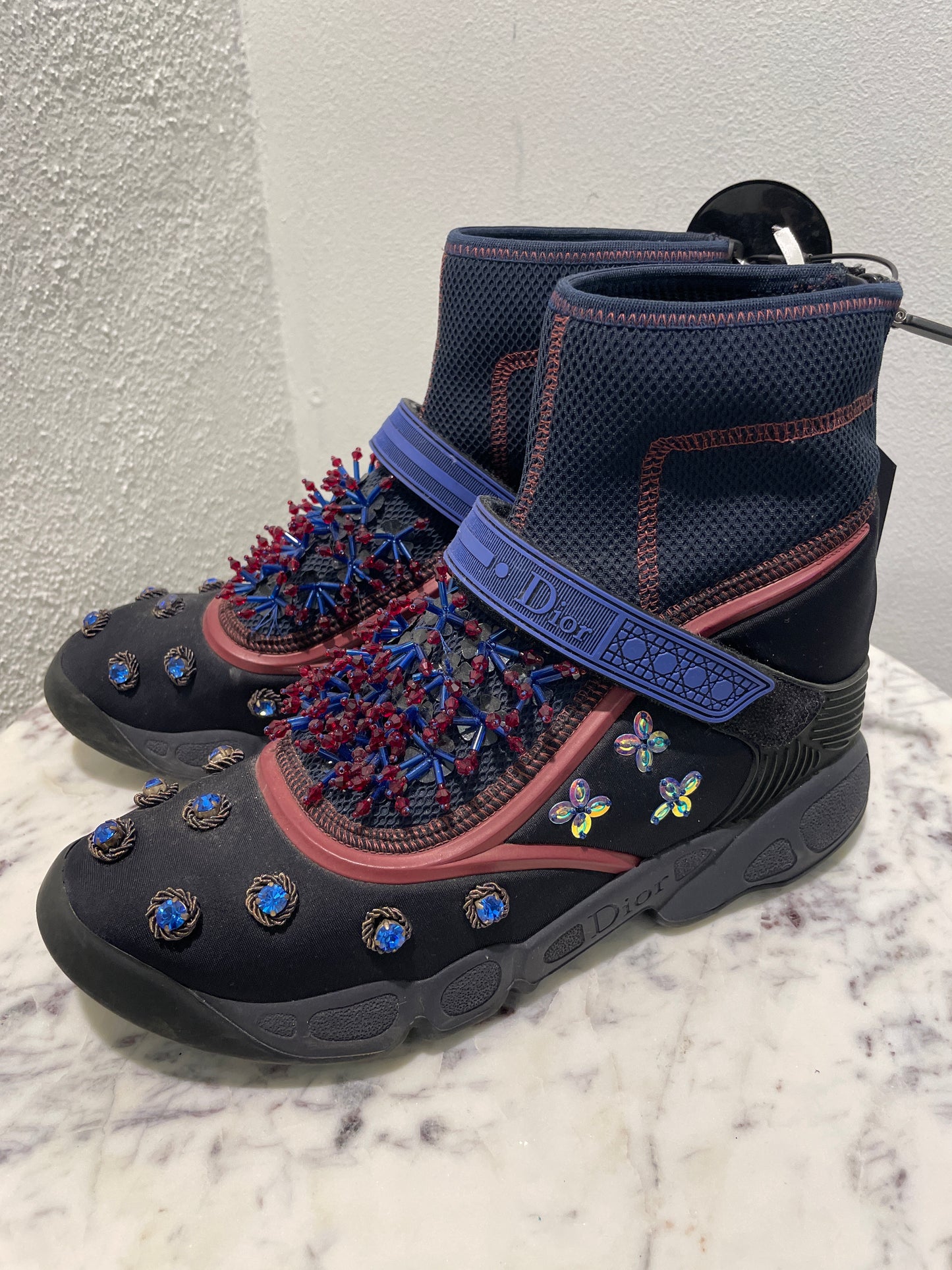 Christian Dior 'Fusion' Embellished High-Top Sneakers – Rare Couture Edition - 38,5