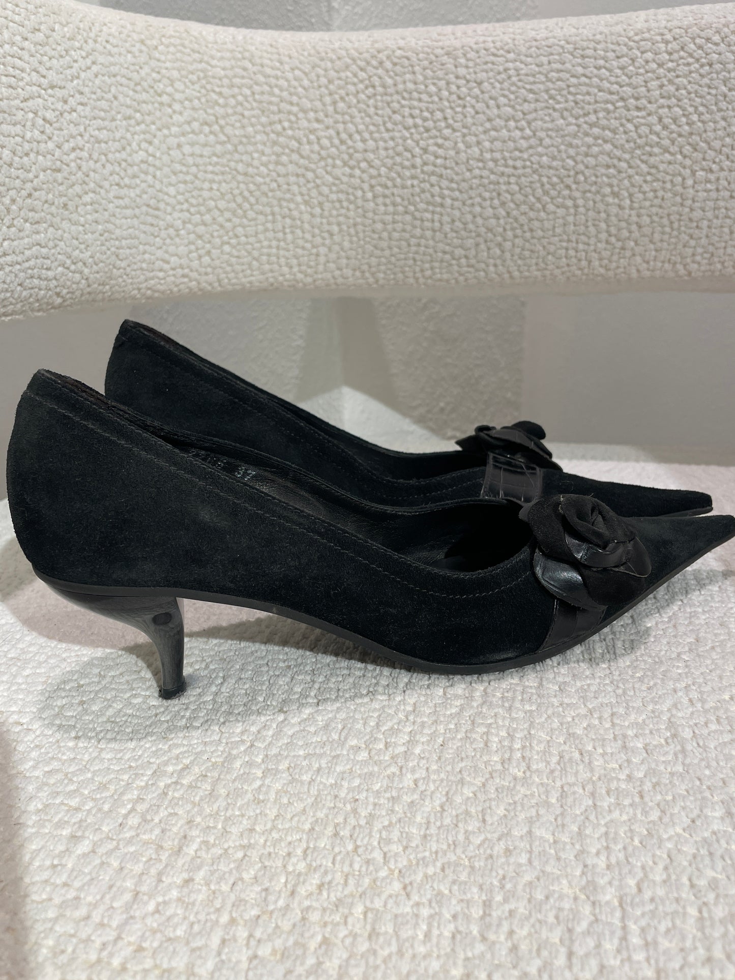 Janet & Janet Heels – Black suede and croco leather - 37