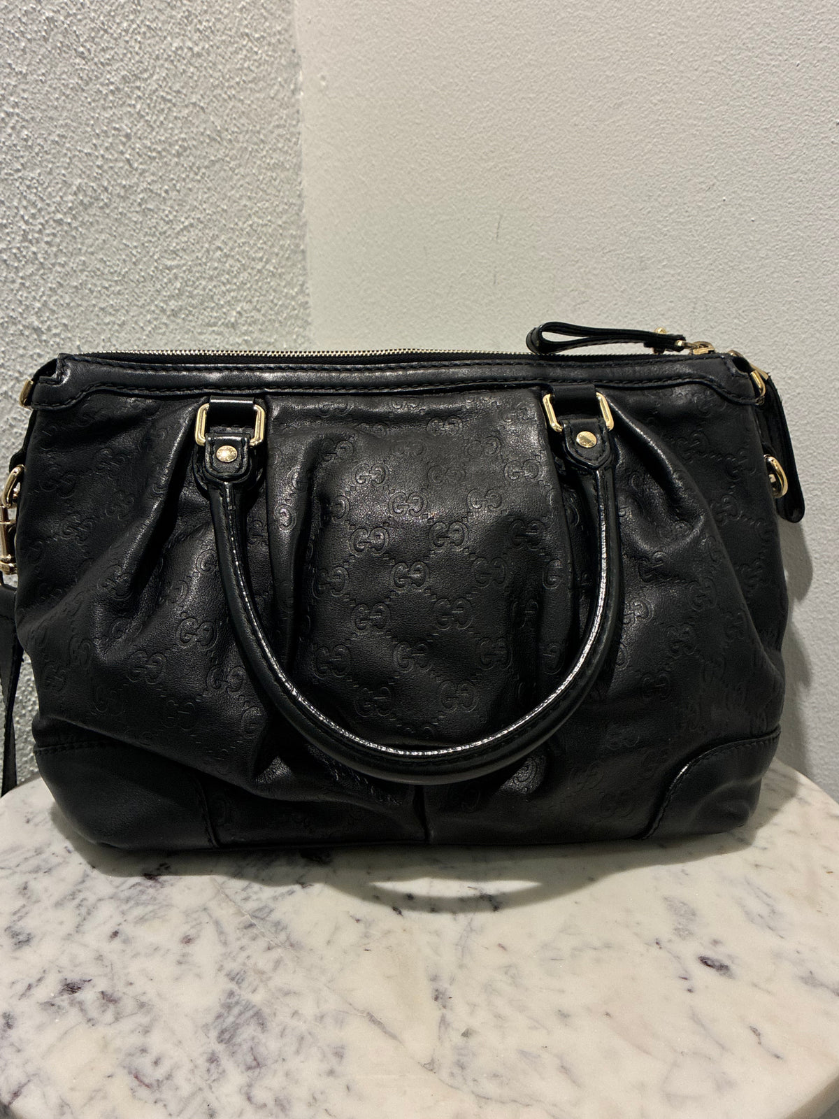 Gucci Guccissima Bag – Black Leather & Gold Hardware