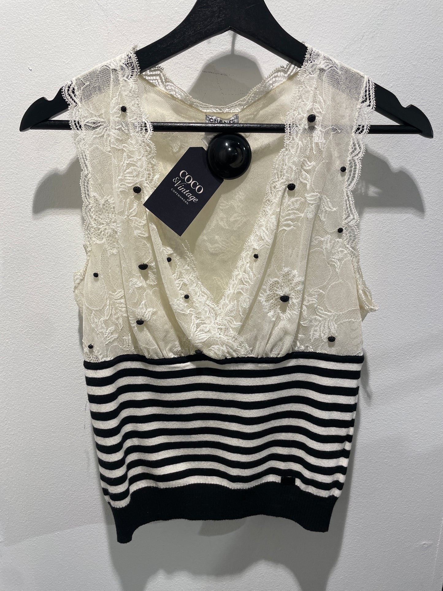 Chanel Top – Cashmere Lace Ecru and Black – EU 38
