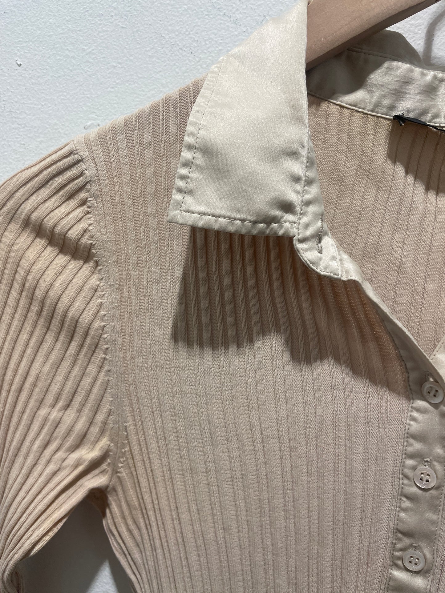 BOSS - Ribbed Knit Polo Shirt – Beige - S