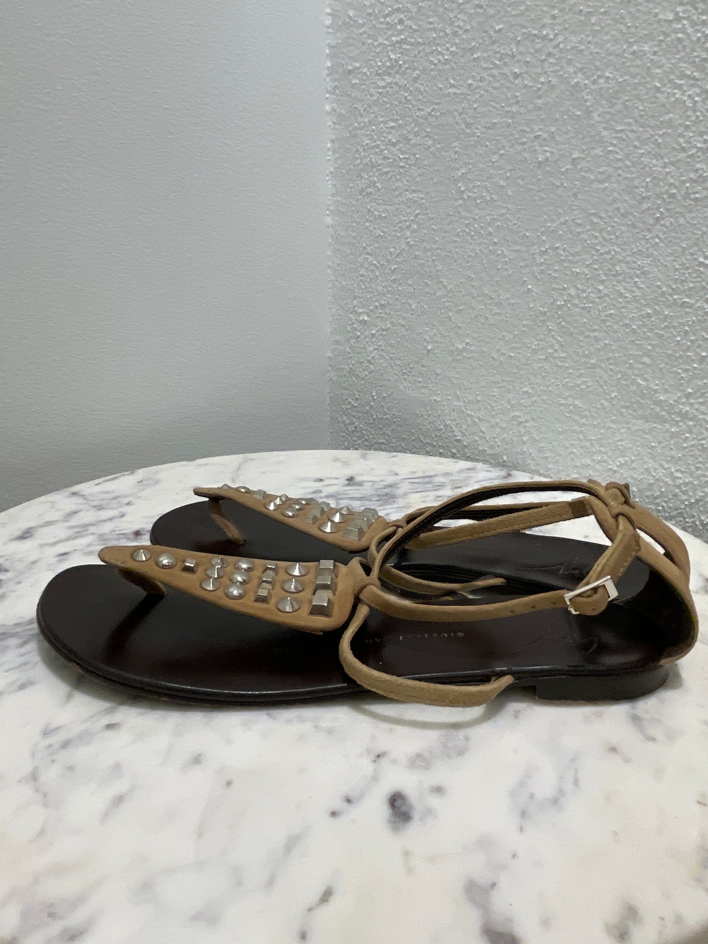 Giuseppe Zanotti - Taupe Suede Studded Sandals - 37,5