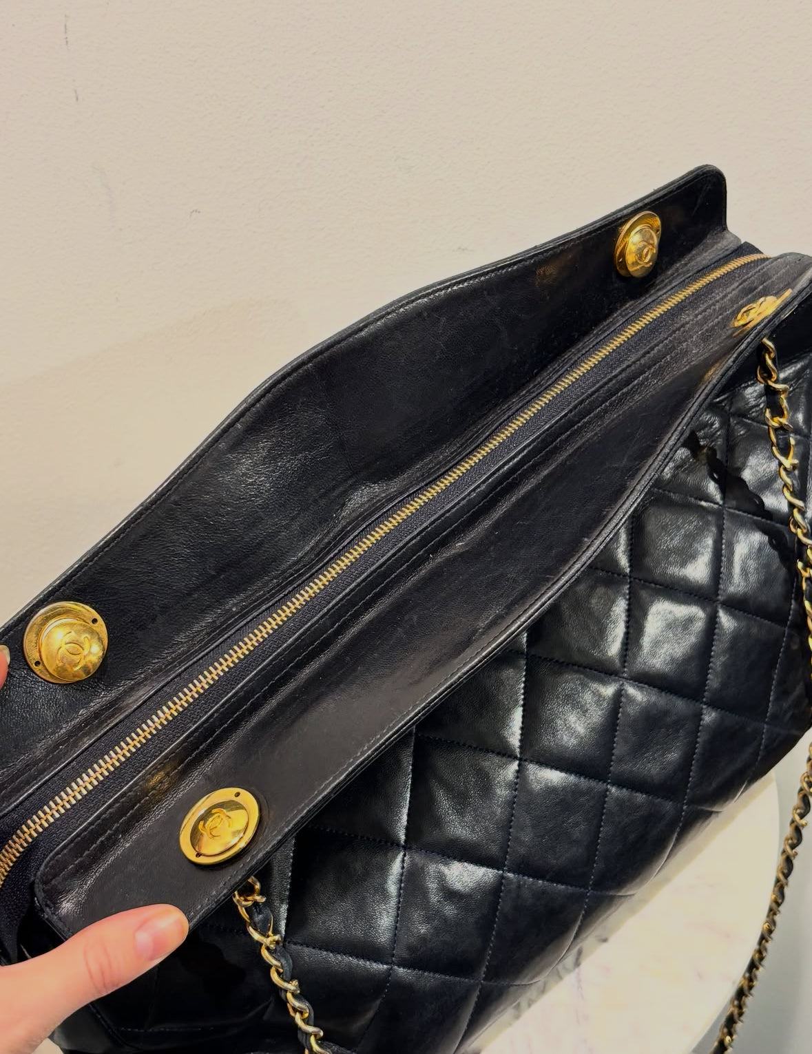 Chanel Vintage Tote - Black Lambskin & 24K Gold Hardware