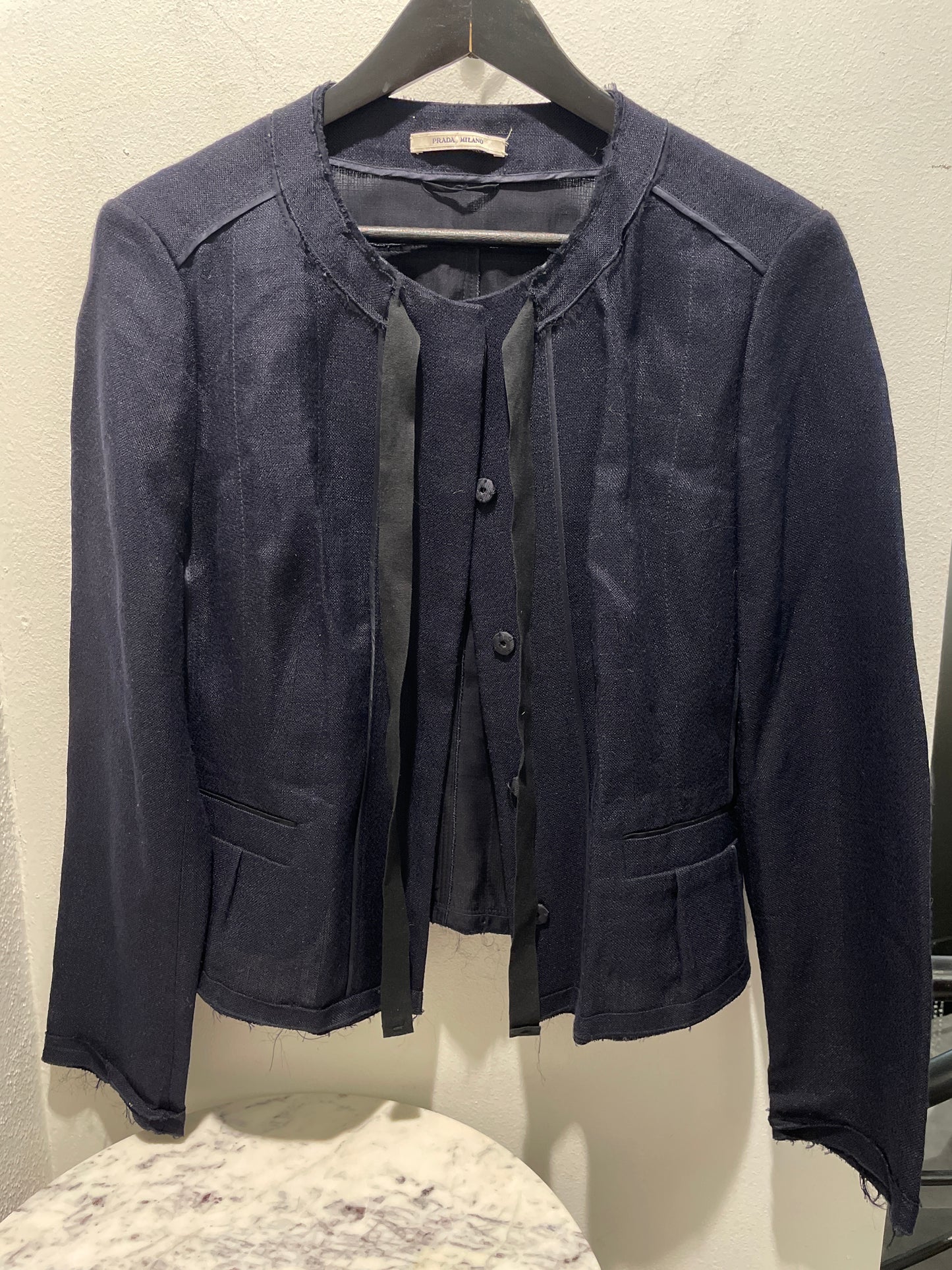 Prada Lightweight Textured Ribbon Jacket – Black – IT48/EU44