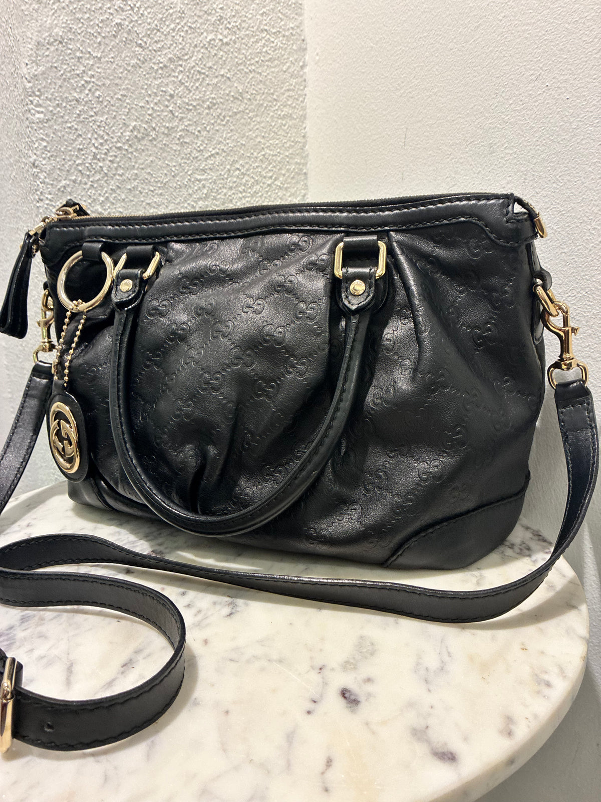 Gucci Guccissima Bag – Black Leather & Gold Hardware