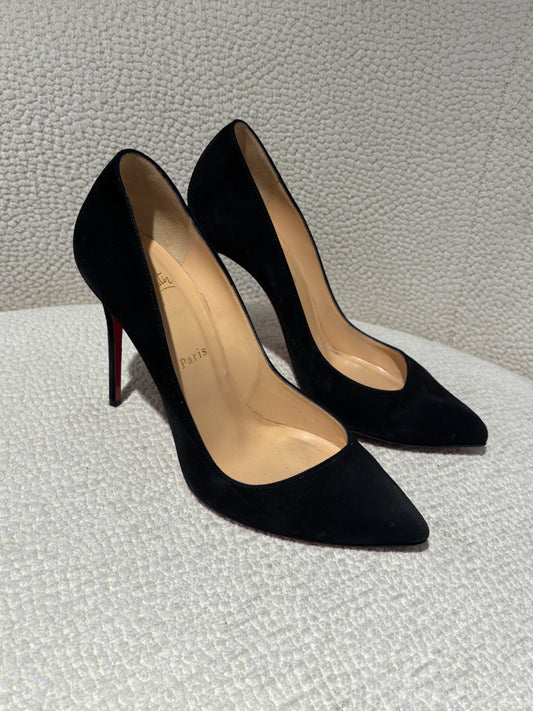 Christian Louboutin Heels – Black Suede with Red Soles - EU 40