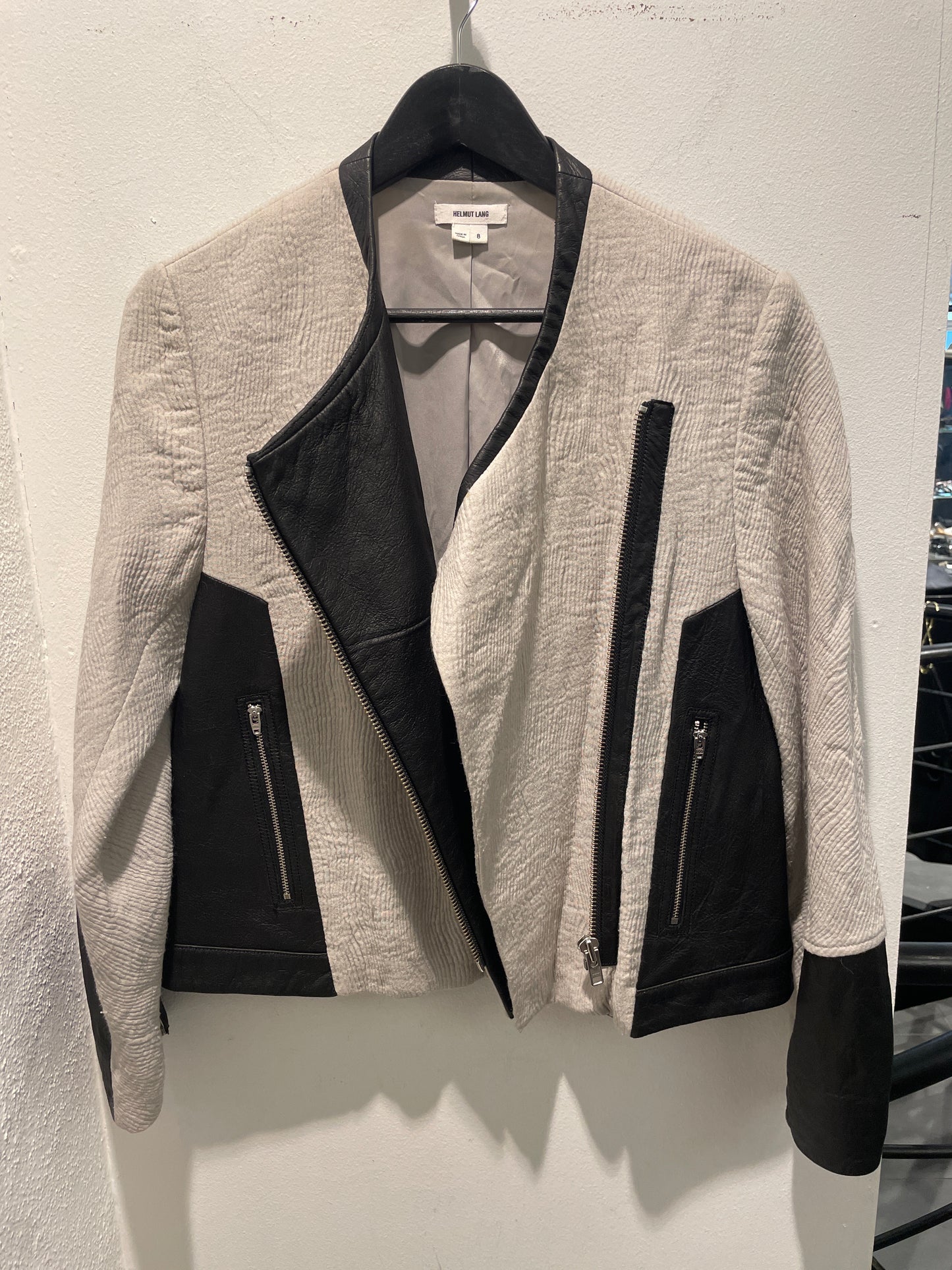 Helmut Lang Jacket – Light Grey & Black Leather - M