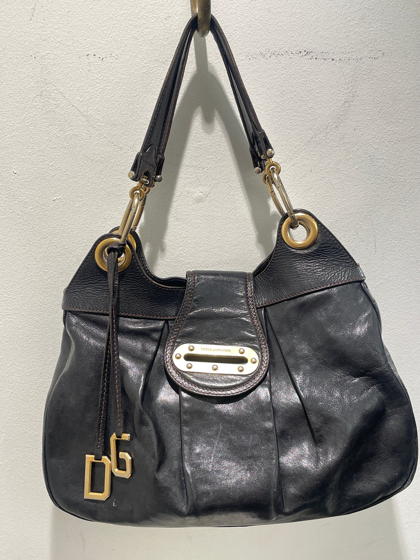 Dolce & Gabbana Vintage Distressed Leather Hobo Bag