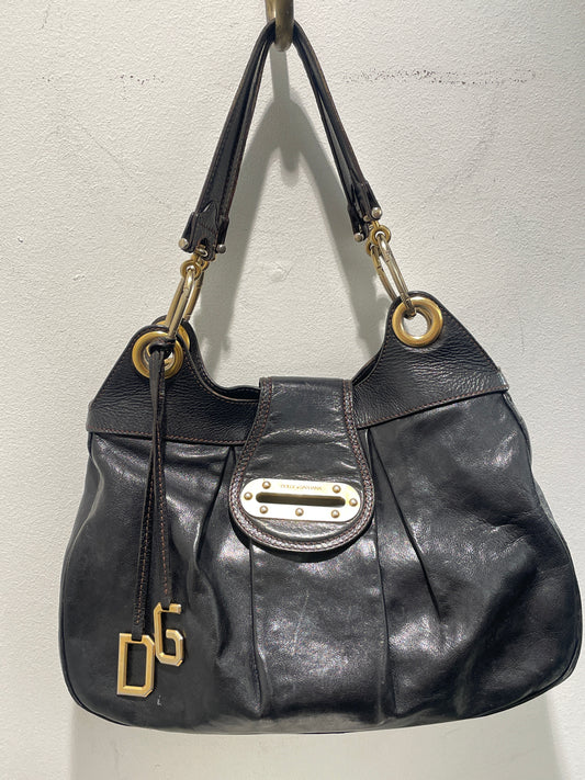 Dolce & Gabbana Vintage Distressed Leather Hobo Bag