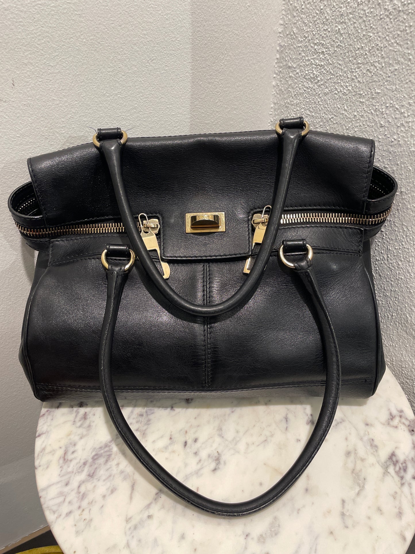 Max Mara Margaux Leather Handbag – Black